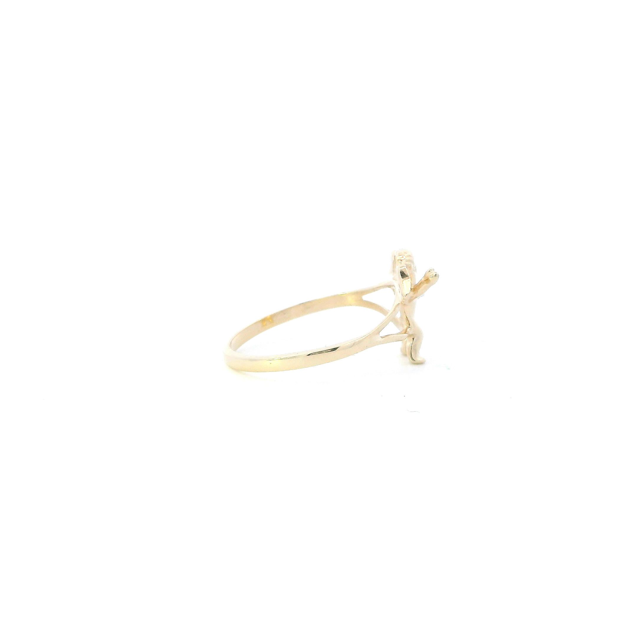 10K Yellow Gold Diamond Cherub Angel Ring