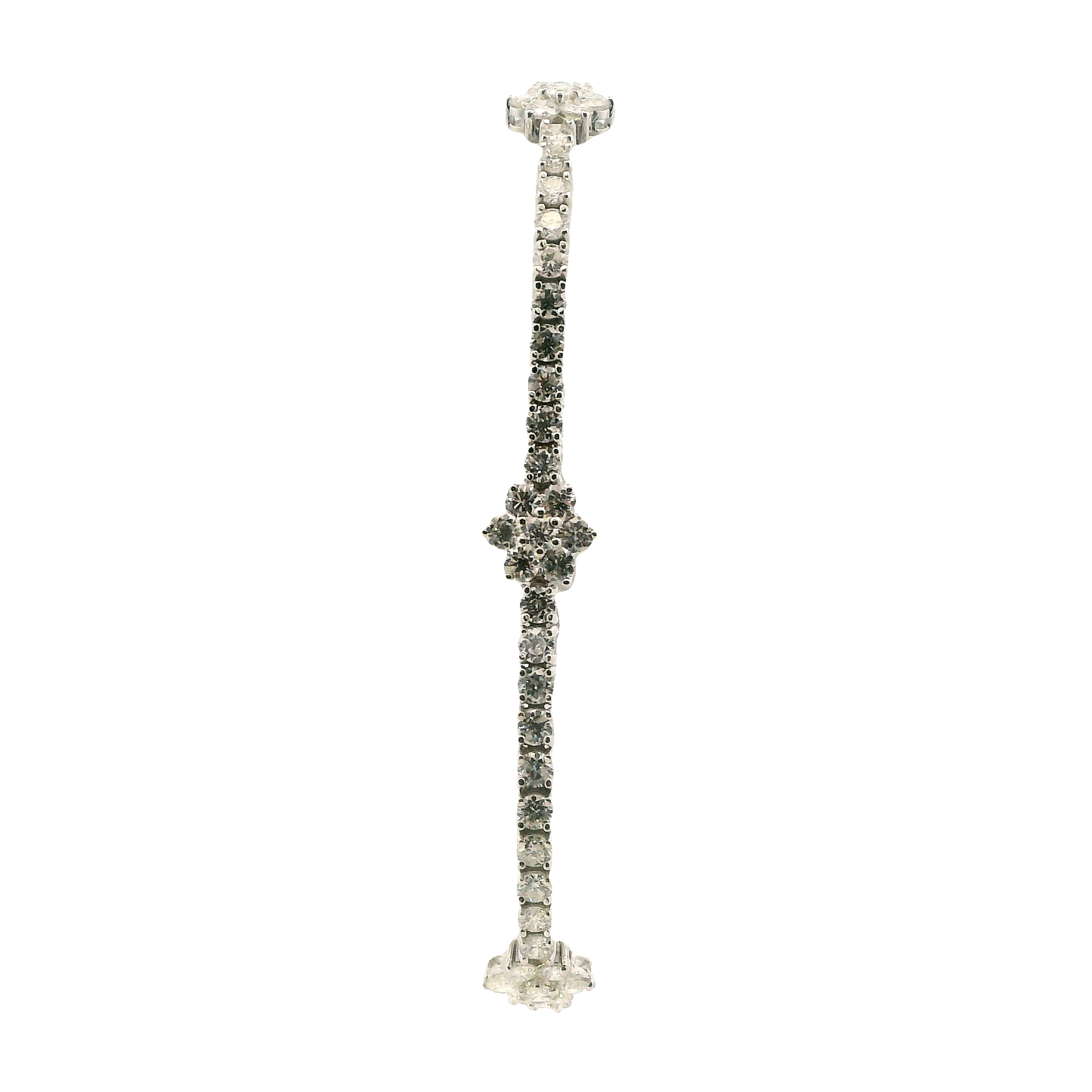 18K White Gold Diamond Flower Tennis Bracelet