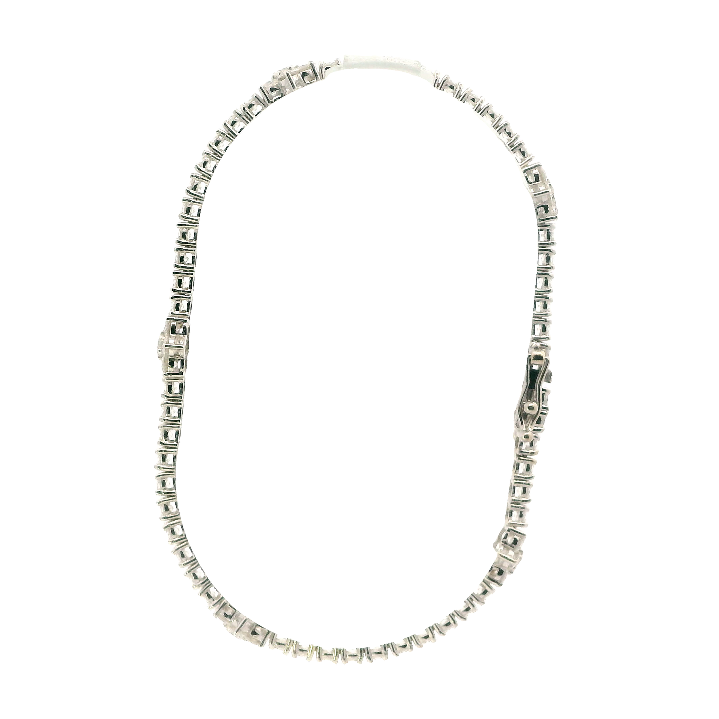 18K White Gold Diamond Flower Tennis Bracelet