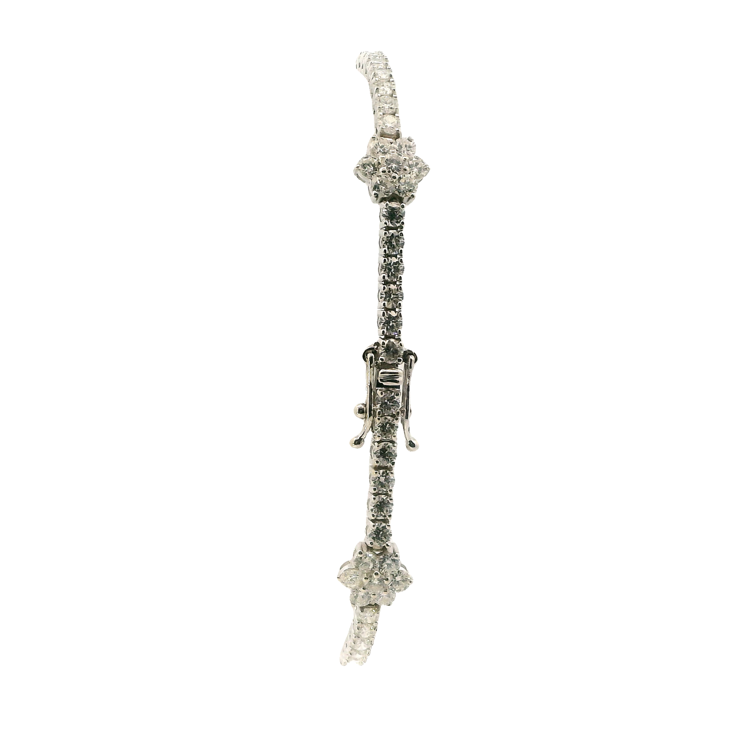18K White Gold Diamond Flower Tennis Bracelet
