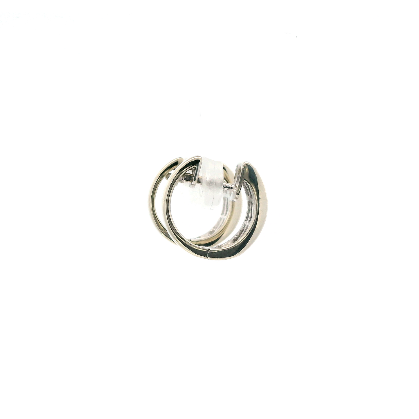 18K White Gold Diamond Huggie Hoop Earrings