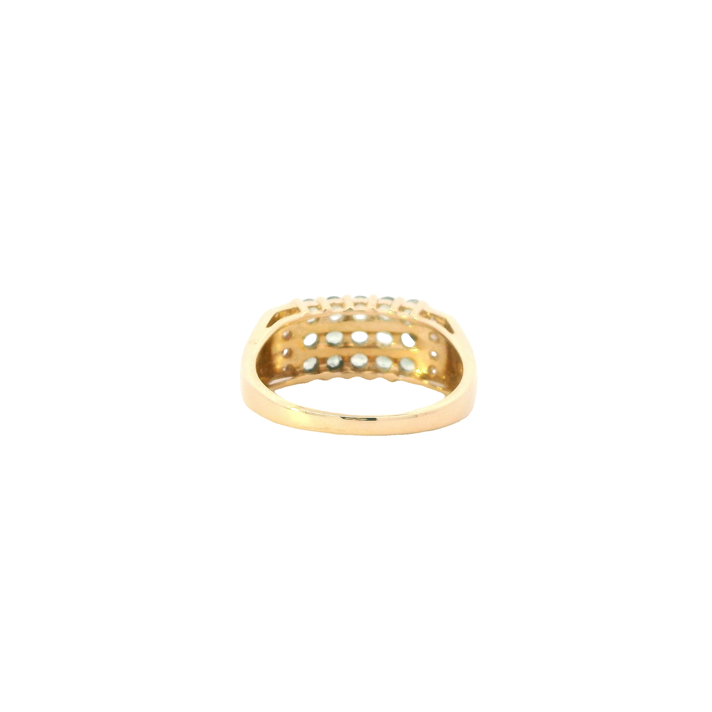 14K Yellow Gold Emerald & Diamond Women's Ring - 0.08ct