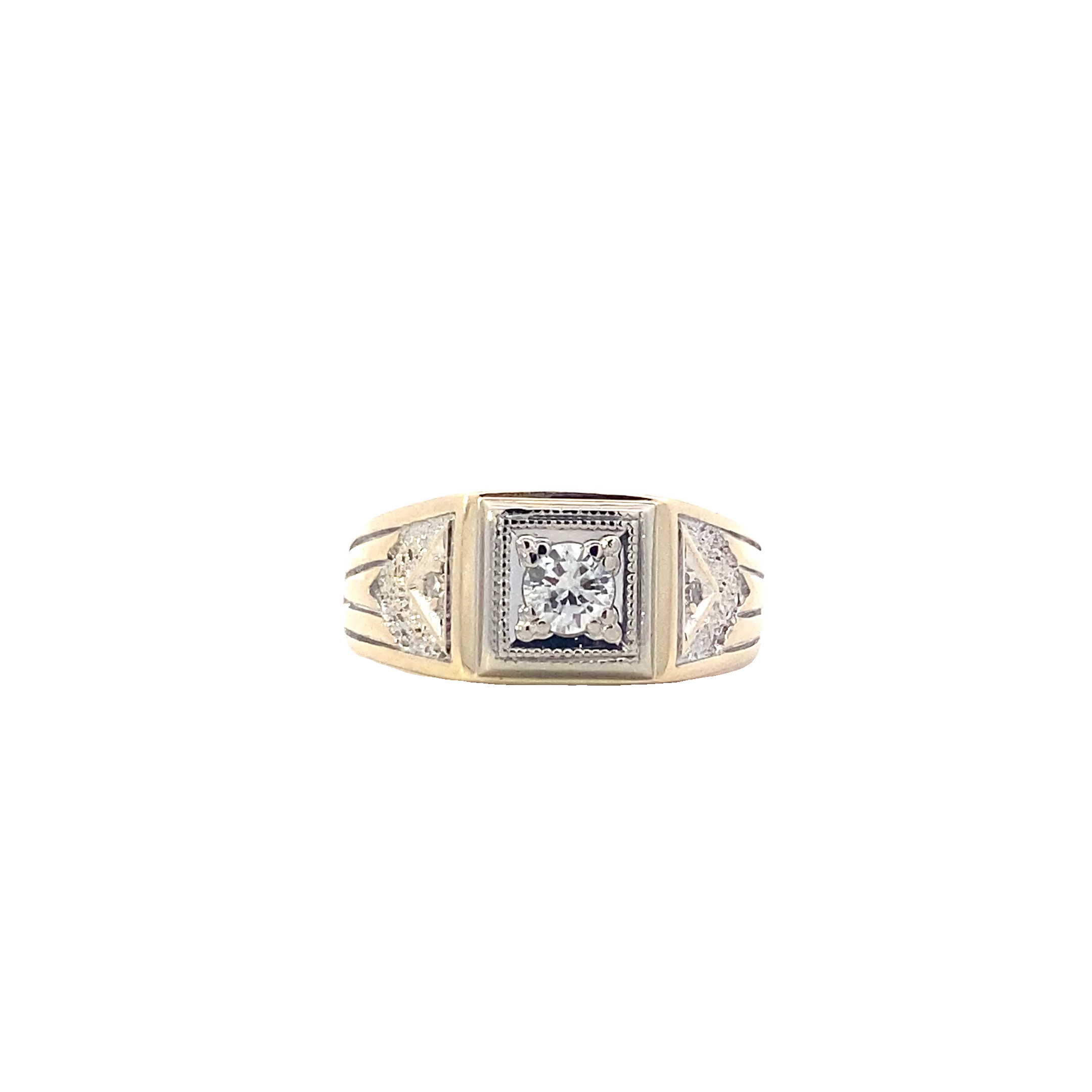 14K Yellow Gold Diamond Men's Ring - 0.28ct
