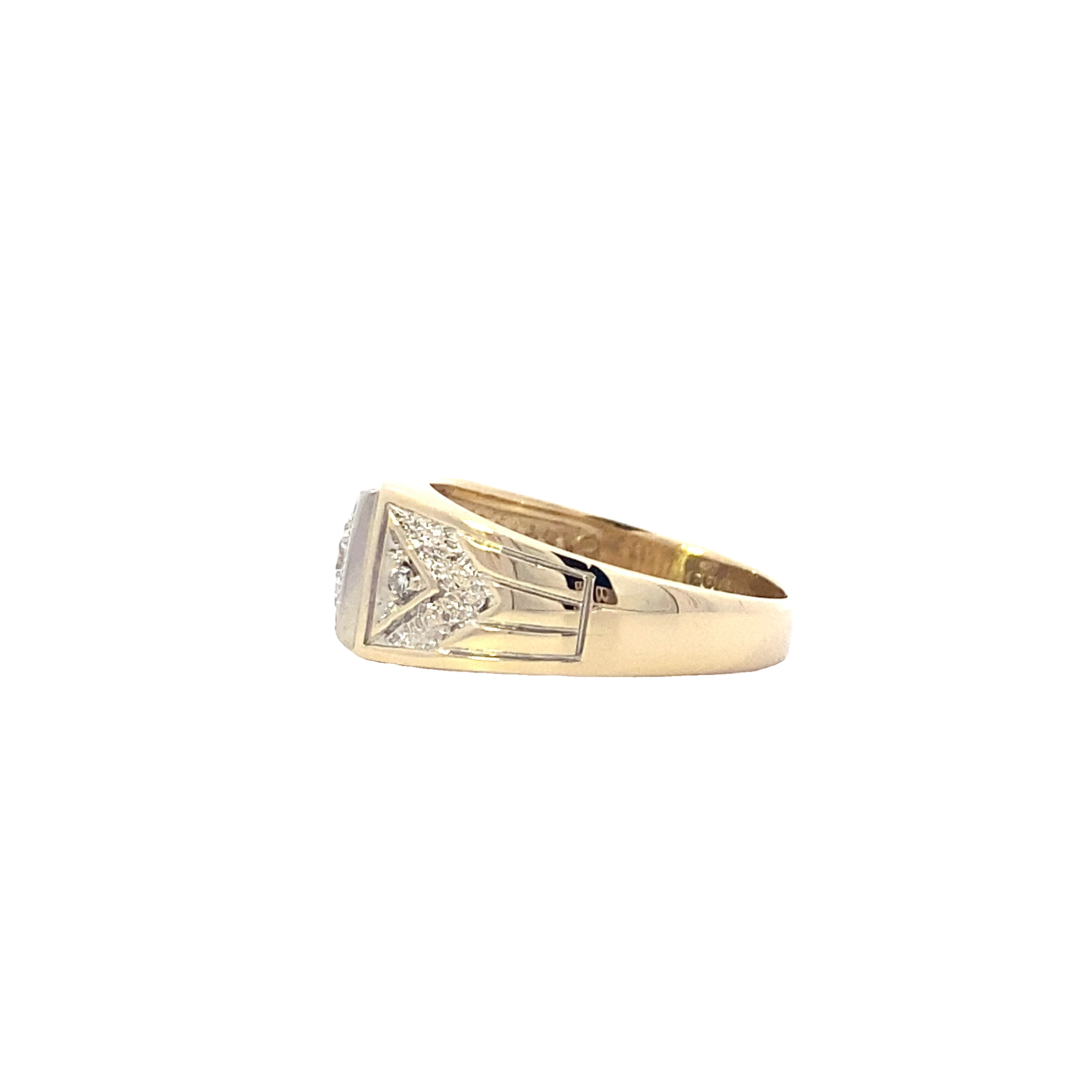14K Yellow Gold Diamond Men's Ring - 0.28ct
