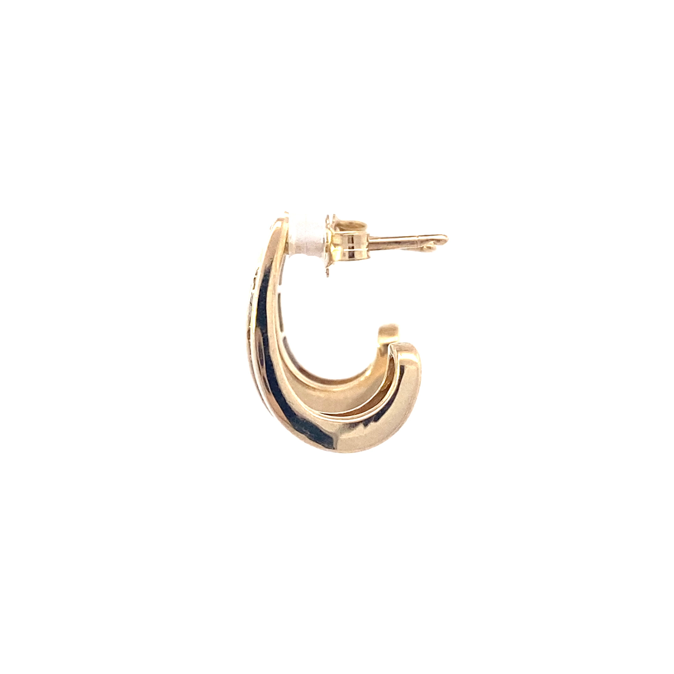 10K Yellow Gold Diamond Half Hoop Earrings-0.41ct
