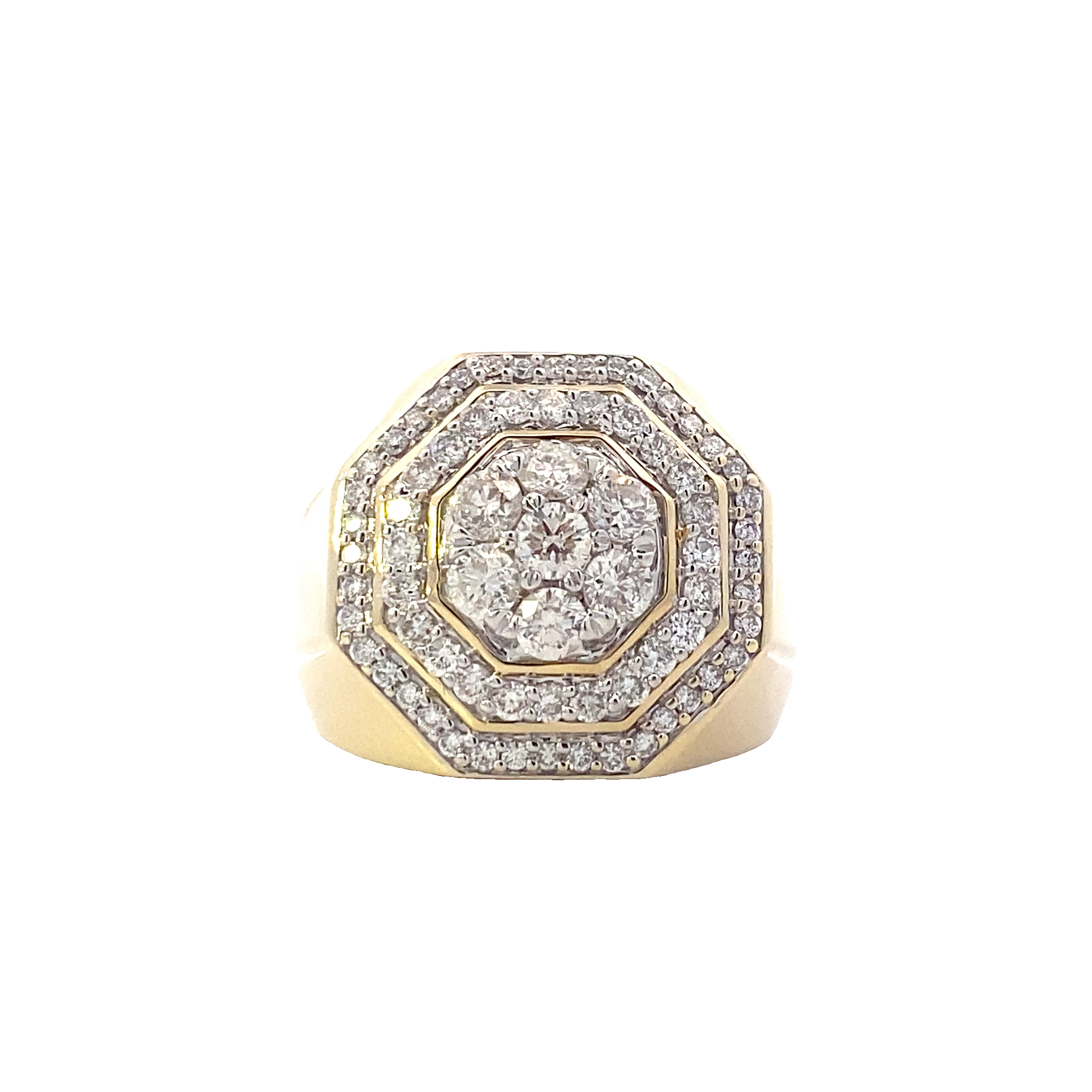 10K Yellow Gold Diamond Men's Ring - 1.69ct
