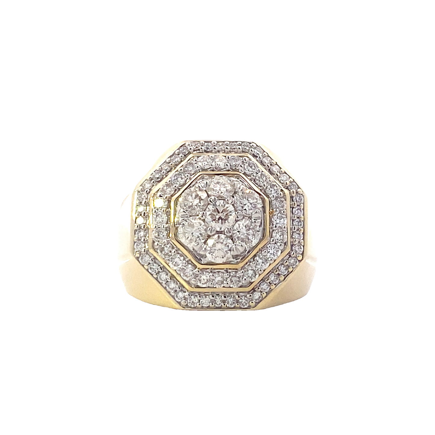 10K Yellow Gold Diamond Men's Ring - 1.69ct