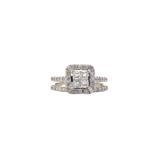 14K White Gold Engagement & Wedding Ring Set - 1.09ct