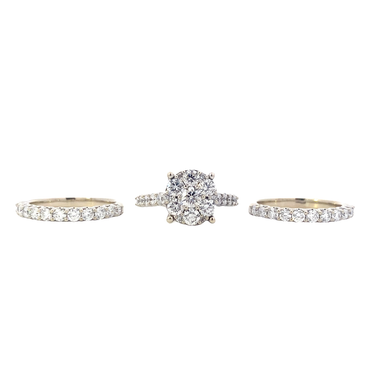 14K White Gold Diamond Engagement & Wedding -3.63ct