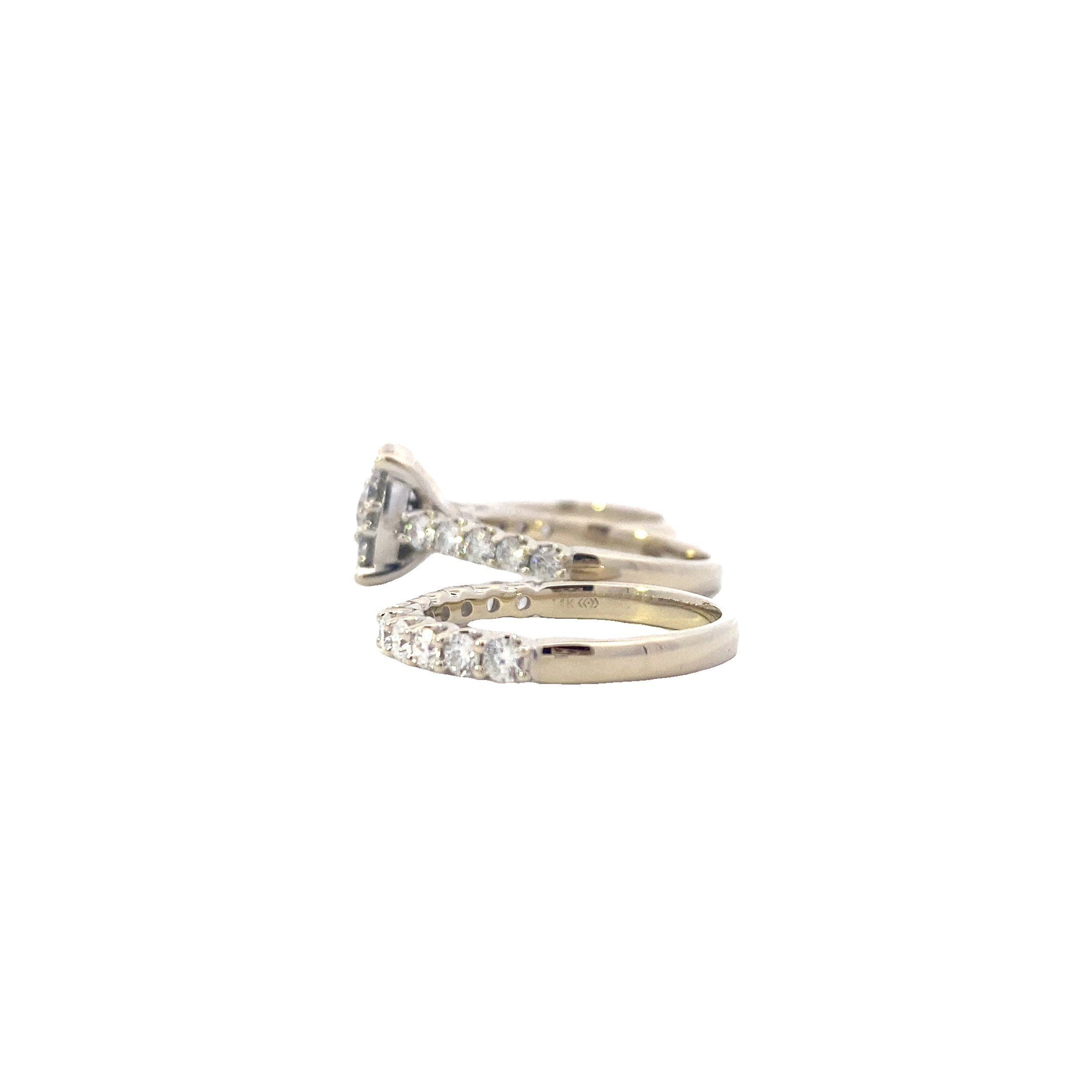 14K White Gold Diamond Engagement & Wedding -3.63ct