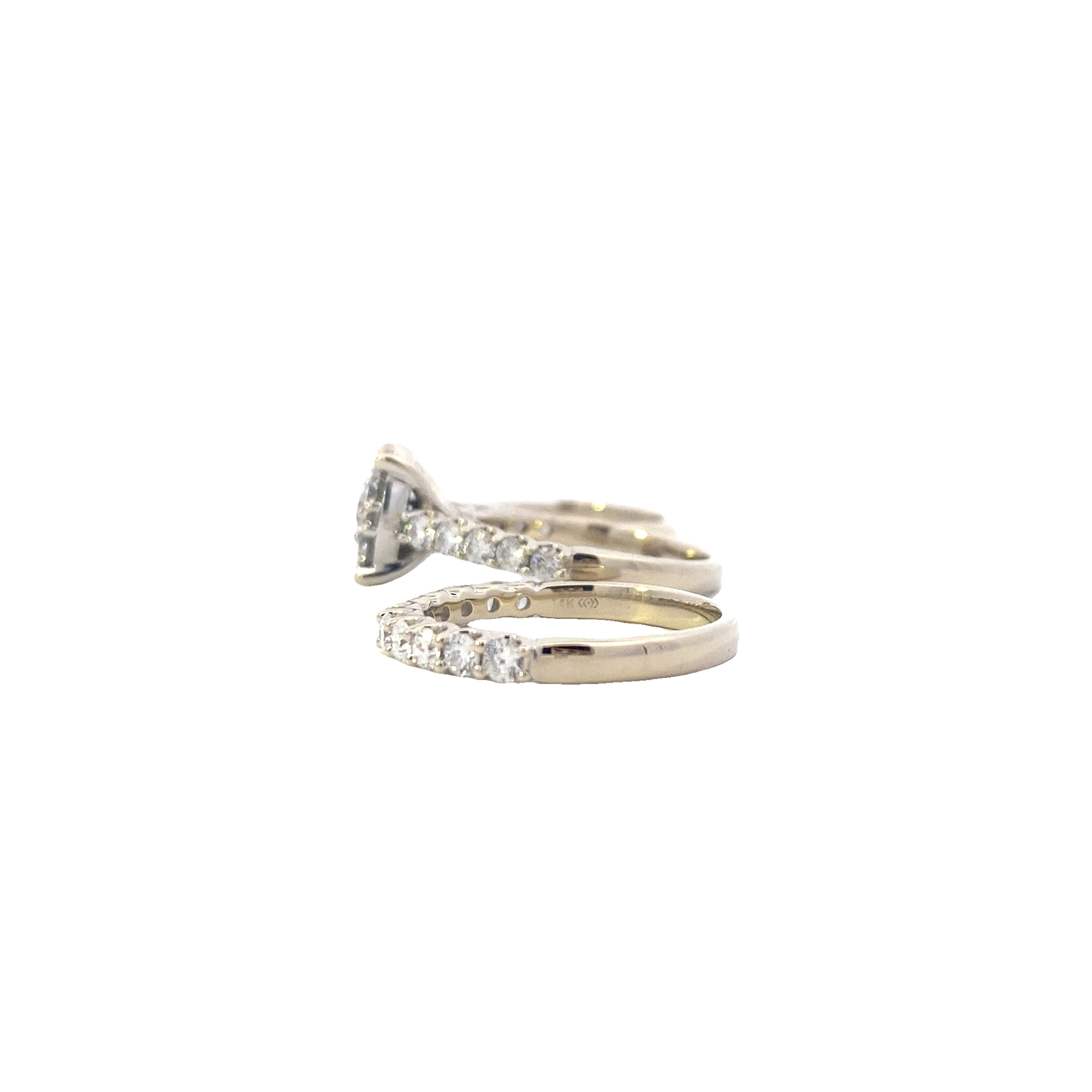 14K White Gold Diamond Engagement & Wedding -3.63ct