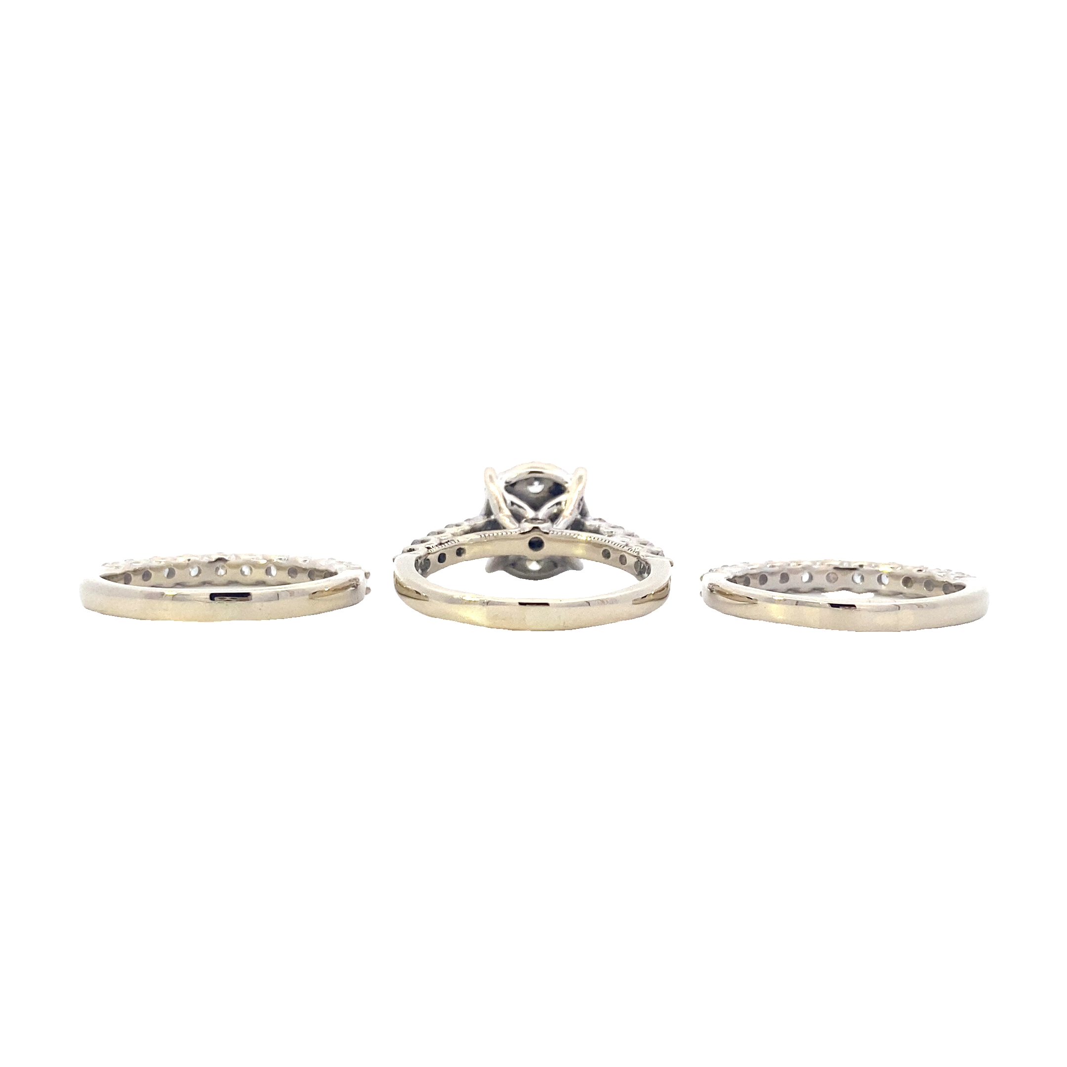 14K White Gold Diamond Engagement & Wedding -3.63ct