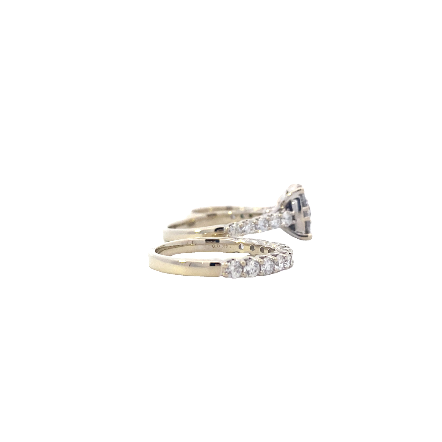 14K White Gold Diamond Engagement & Wedding -3.63ct