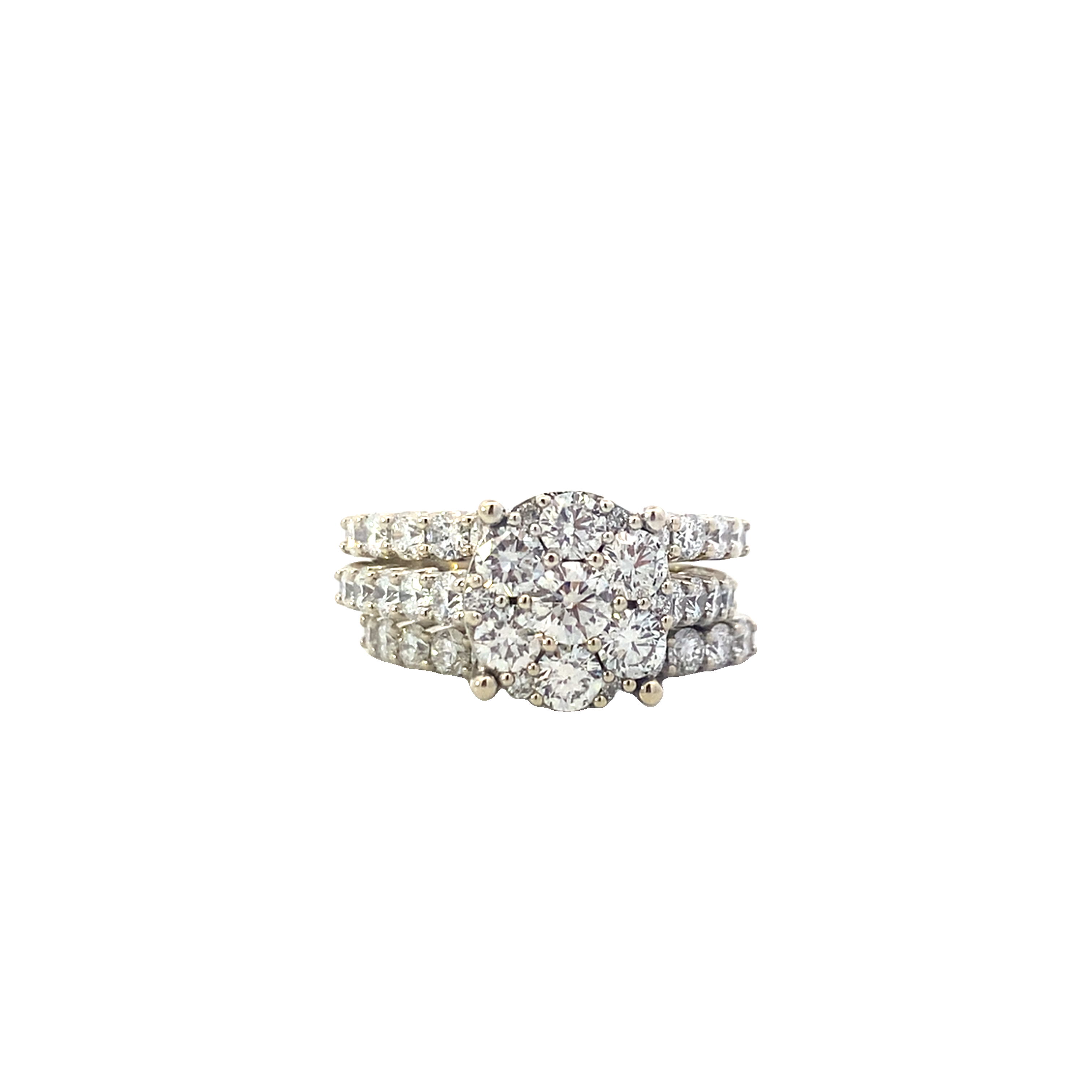 14K White Gold Diamond Engagement & Wedding -3.63ct