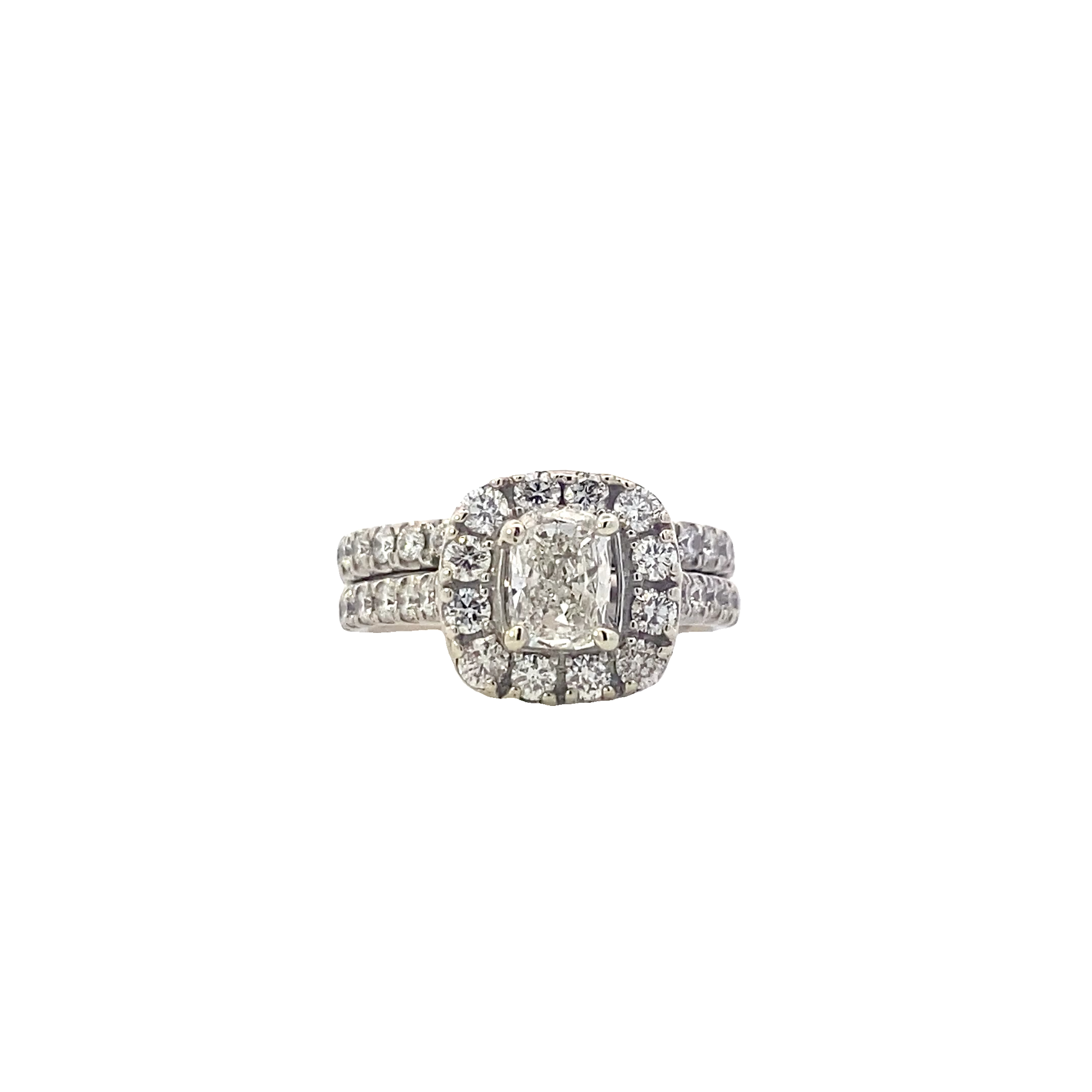 14K White Gold Diamond Engagement & Wedding Ring Set - 1.96ct