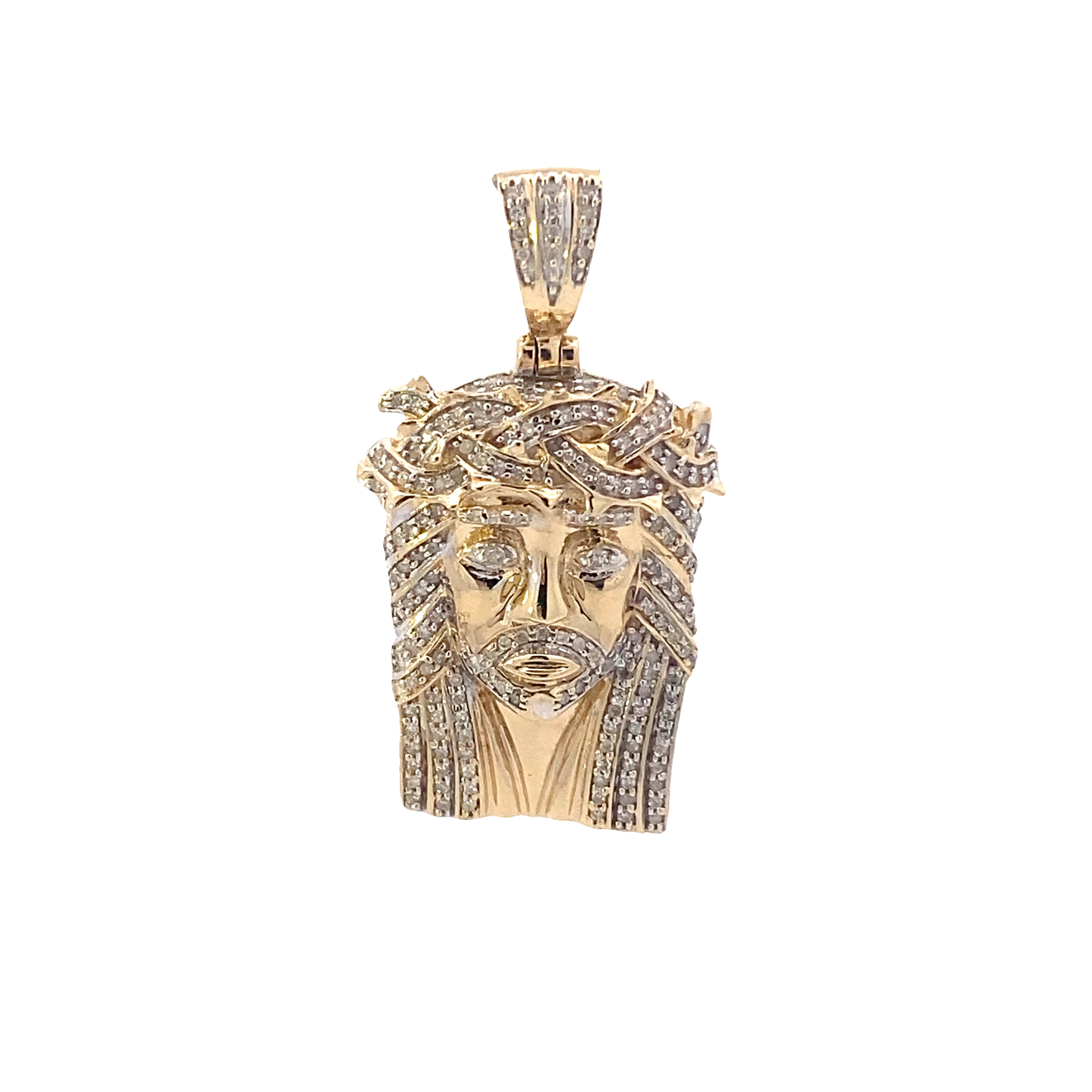 10K Yellow Gold Diamond Jesus Face Pendant