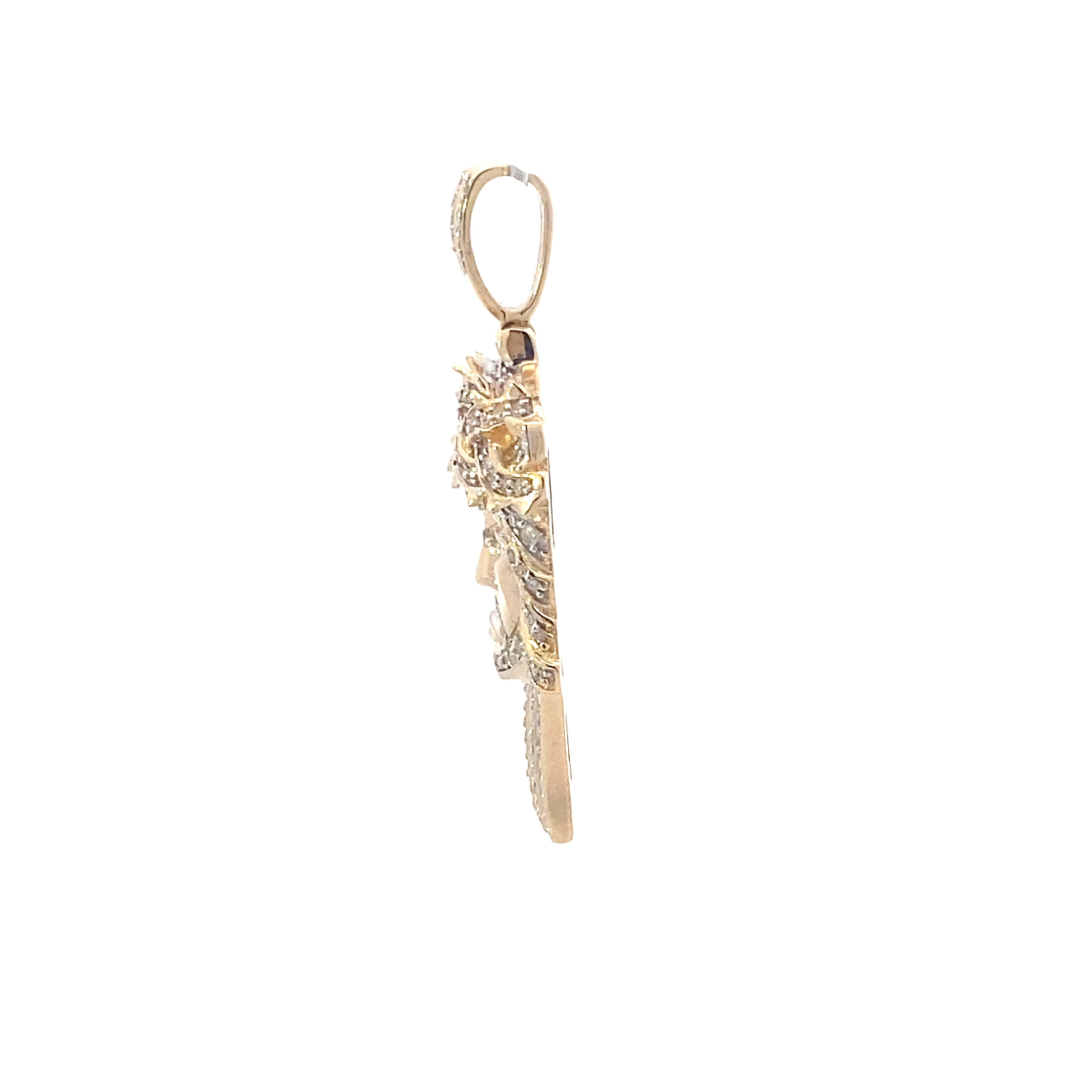 10K Yellow Gold Diamond Jesus Face Pendant