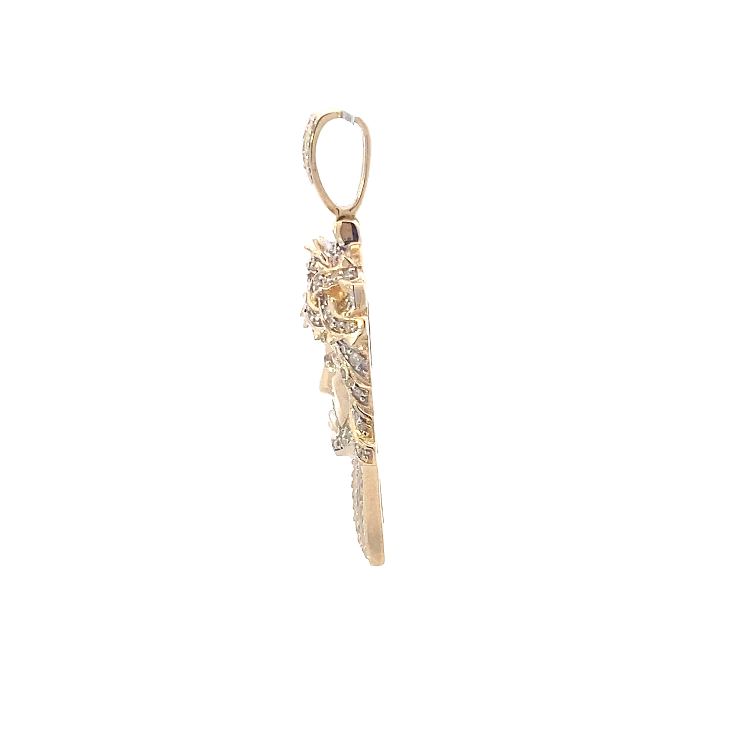 10K Yellow Gold Diamond Jesus Face Pendant