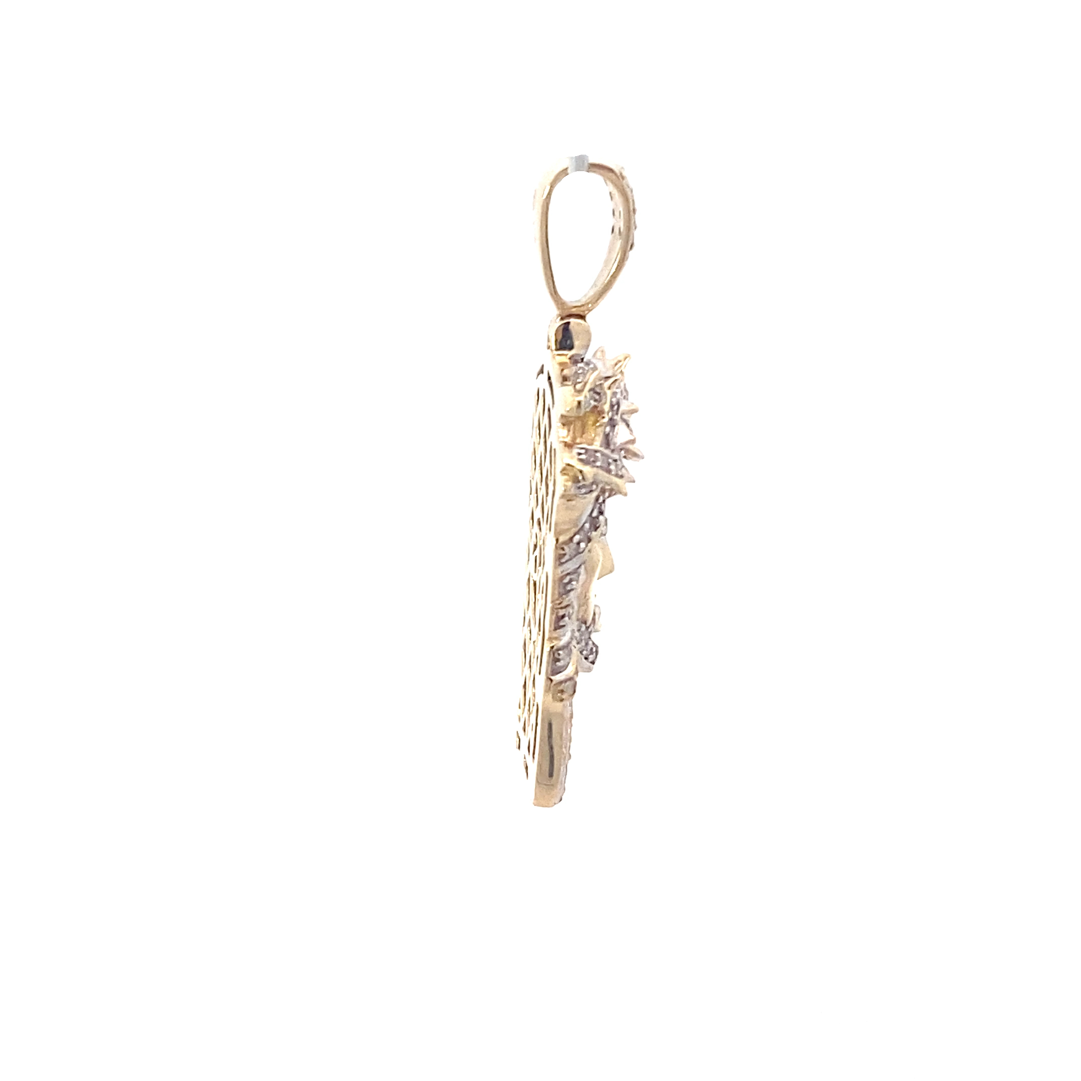 10K Yellow Gold Diamond Jesus Face Pendant