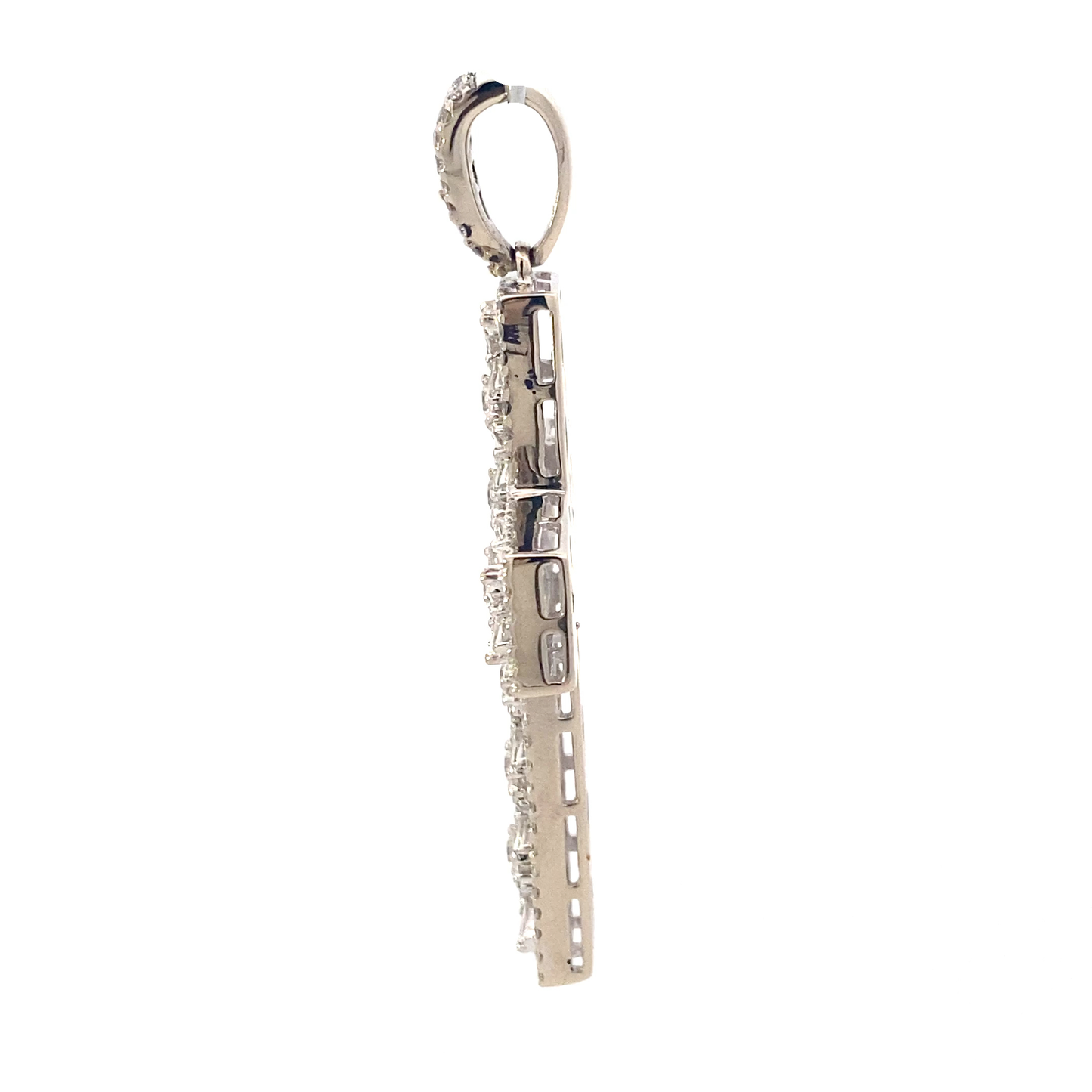 18K White Gold Diamond Cross Pendant - 3.90ct