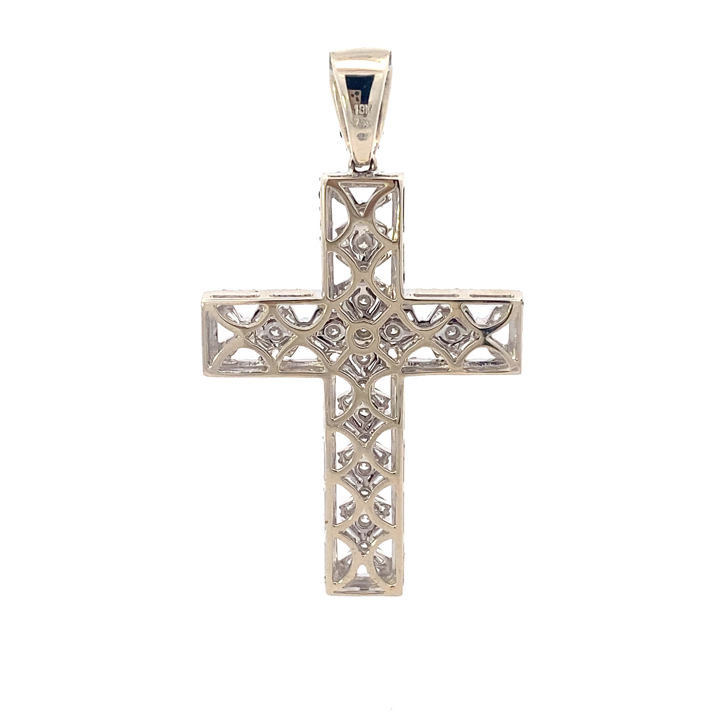 18K White Gold Diamond Cross Pendant - 3.90ct