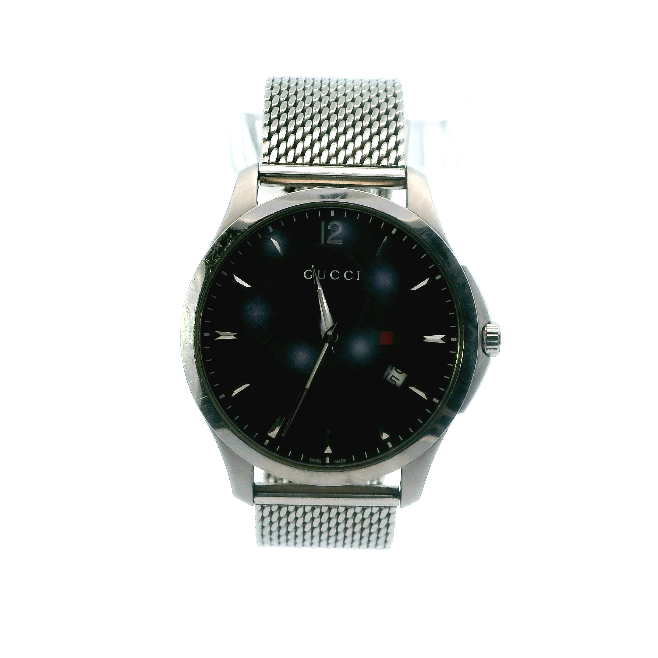 Gucci Timeless Stainless Steal Black Dial Quartz Mens Wristwatch