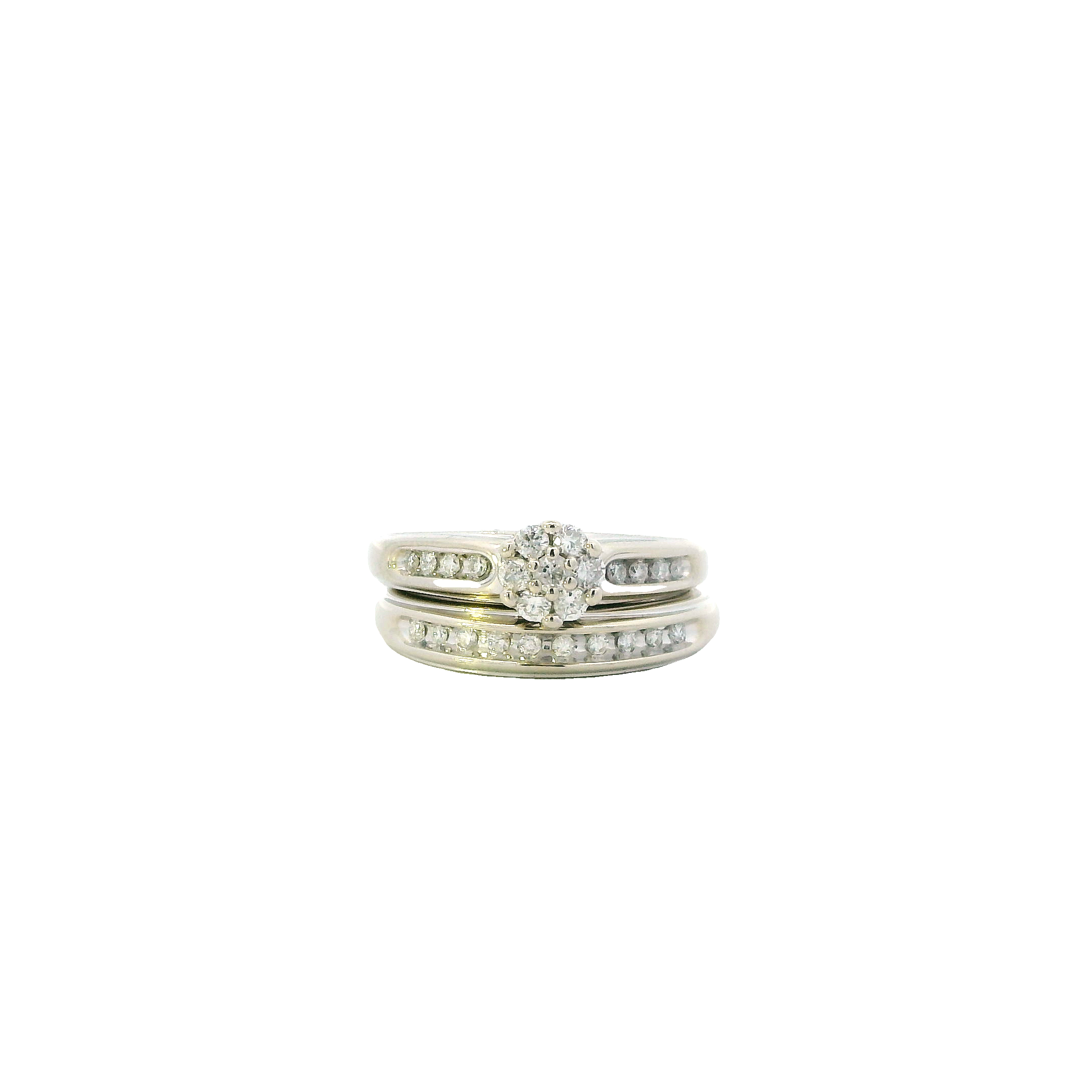 14K White Gold Diamond Womens Engagement & Wedding 'Keepsake' Ring Set - 0.39ct