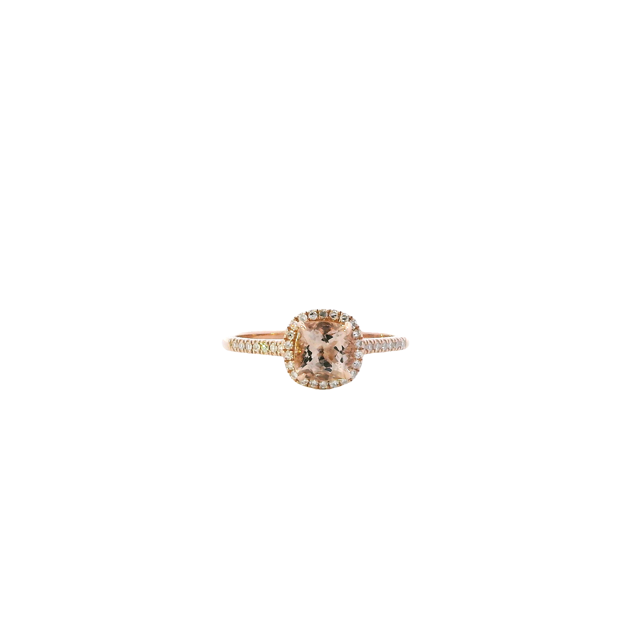 14K Rose Gold Cush Morganite & Diamond Womens Ring - 0.13ct