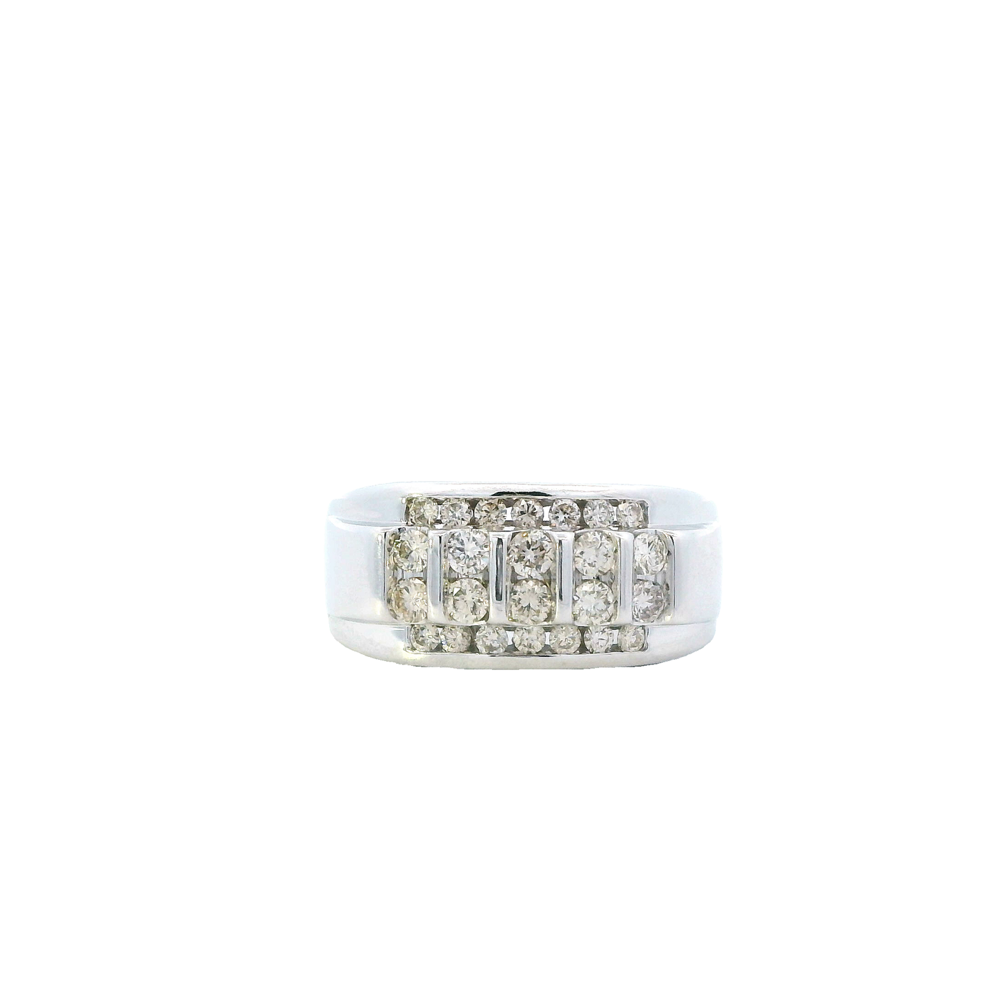10K White Gold Diamond Mens Ring - 1.13ct