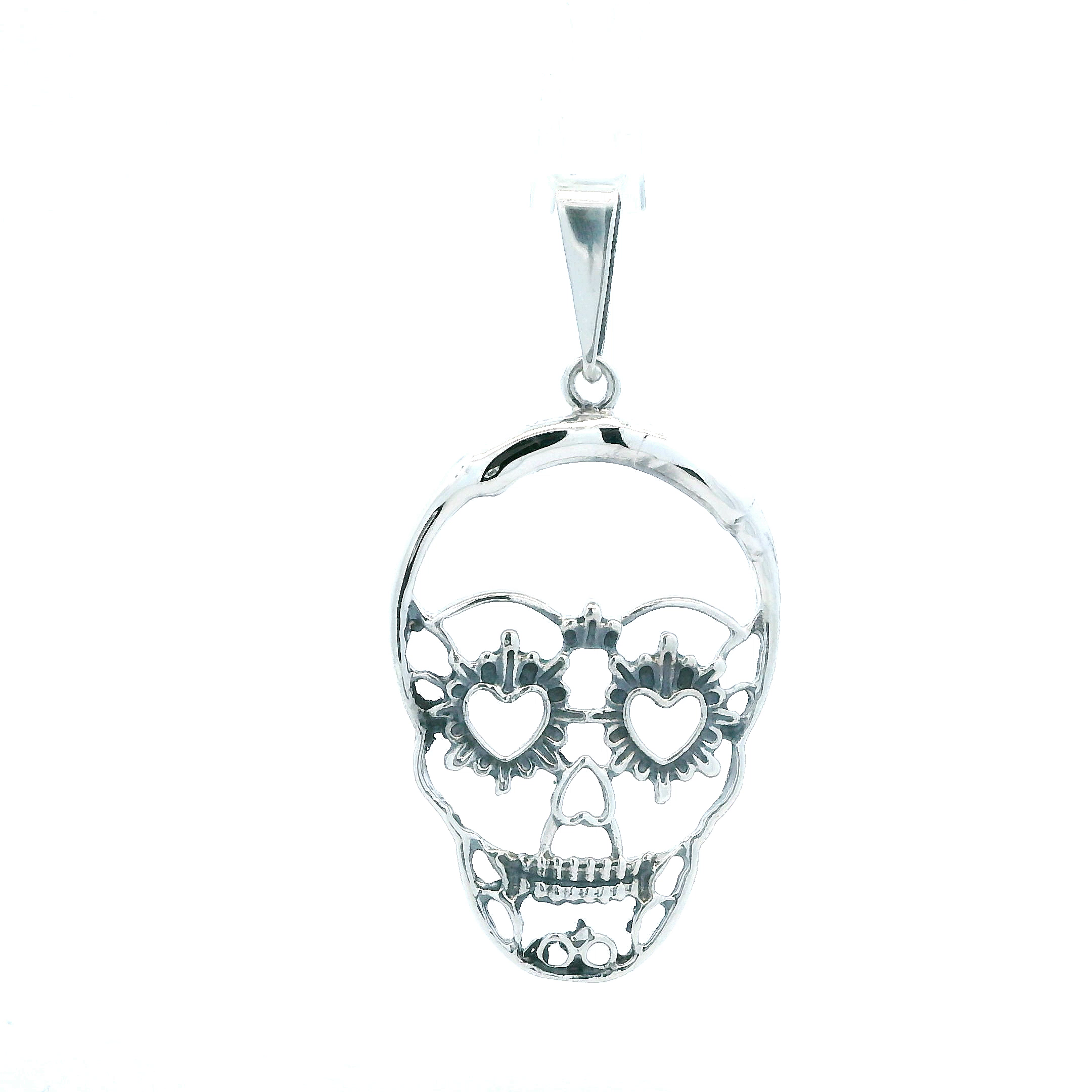 Sterling Silver Cutout Skelton Face Pendant