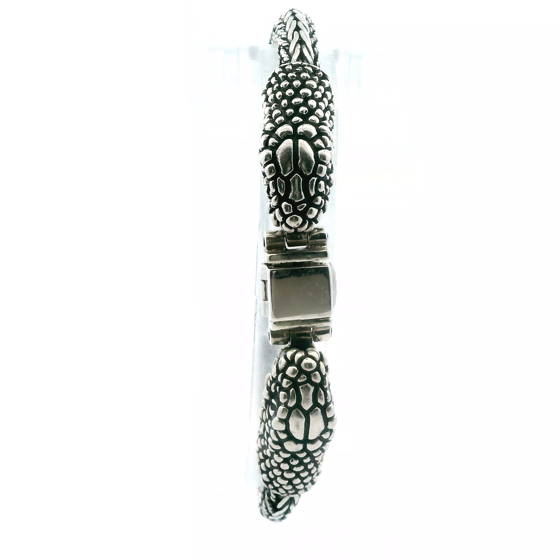 Sterling Silver Wheat Ling Snake Head Bracelet