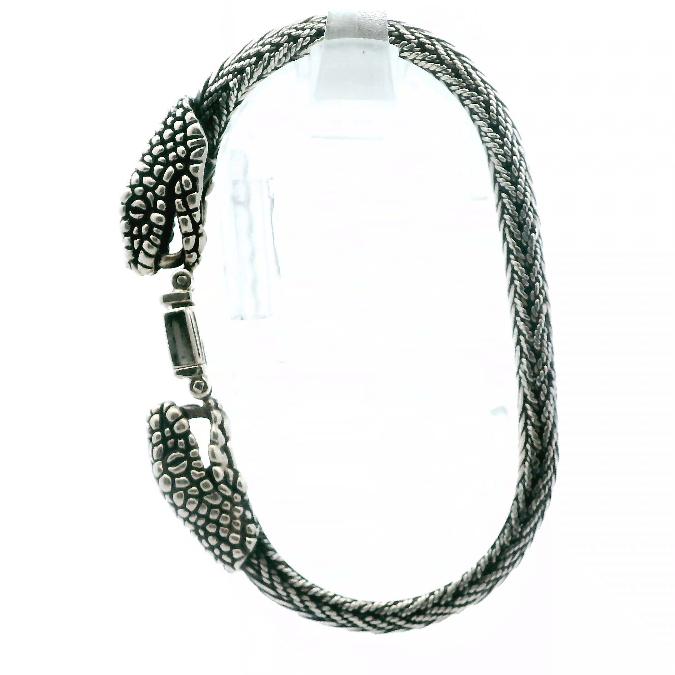 Sterling Silver Wheat Ling Snake Head Bracelet