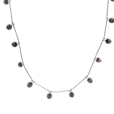 Jordon Vintage Sterling Silver Cats Eyes Necklace 16