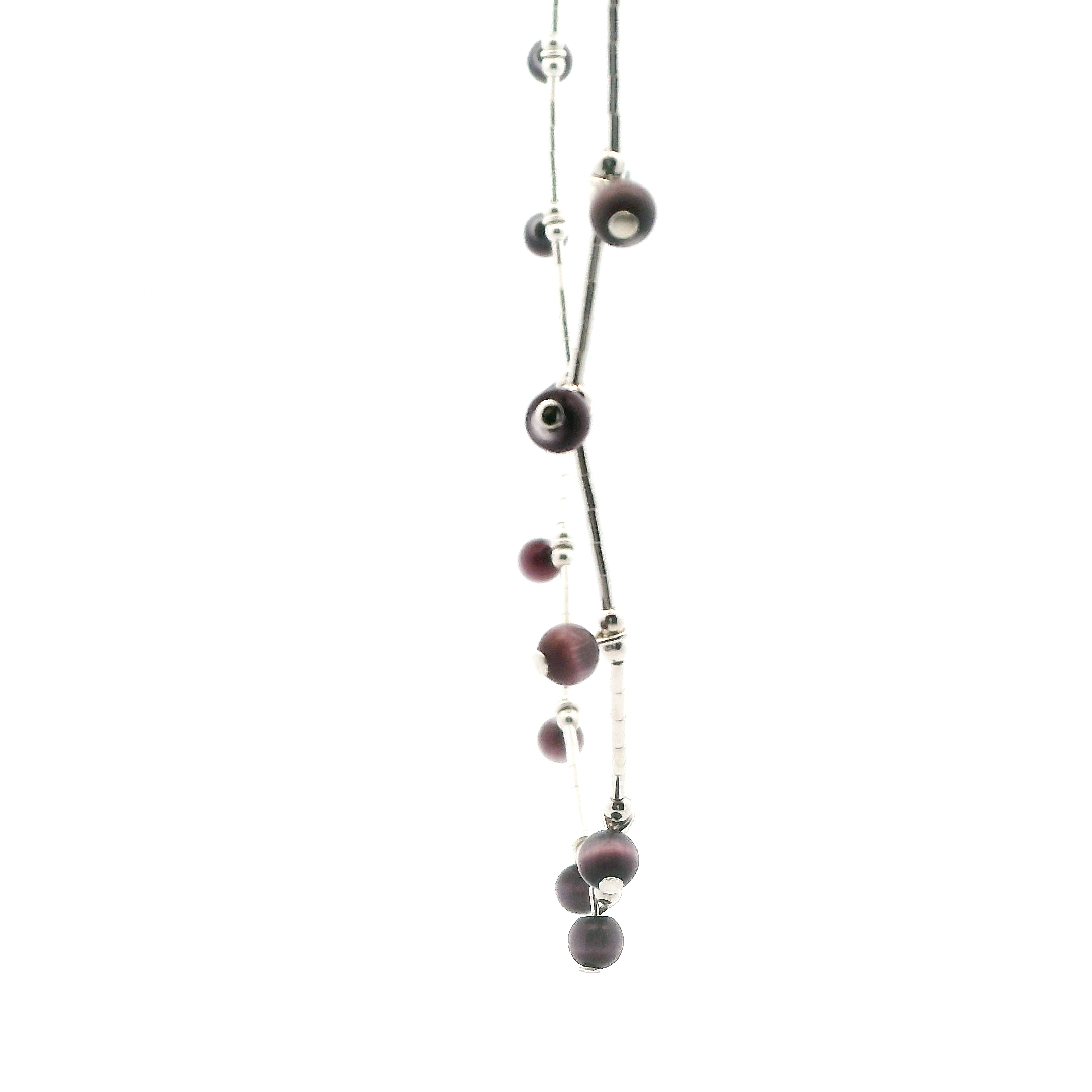 Jordon Vintage Sterling Silver Cats Eyes Necklace 16