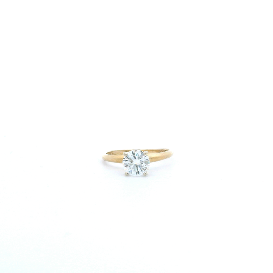 14K Yellow Gold Round Moissanite
