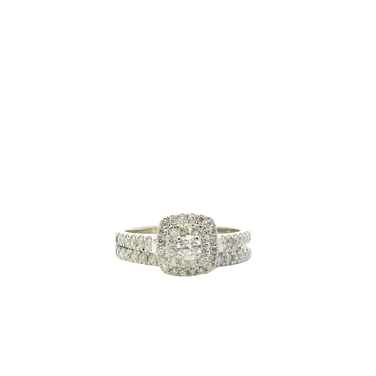 10K White Gold Diamond Womens Engagement & Wedding Ring Set -0.77ct