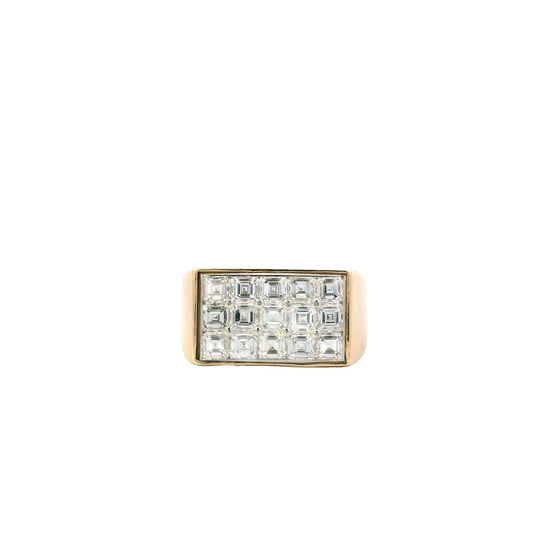 18K Yellow Gold Diamond Mens Ring - 3.00ct
