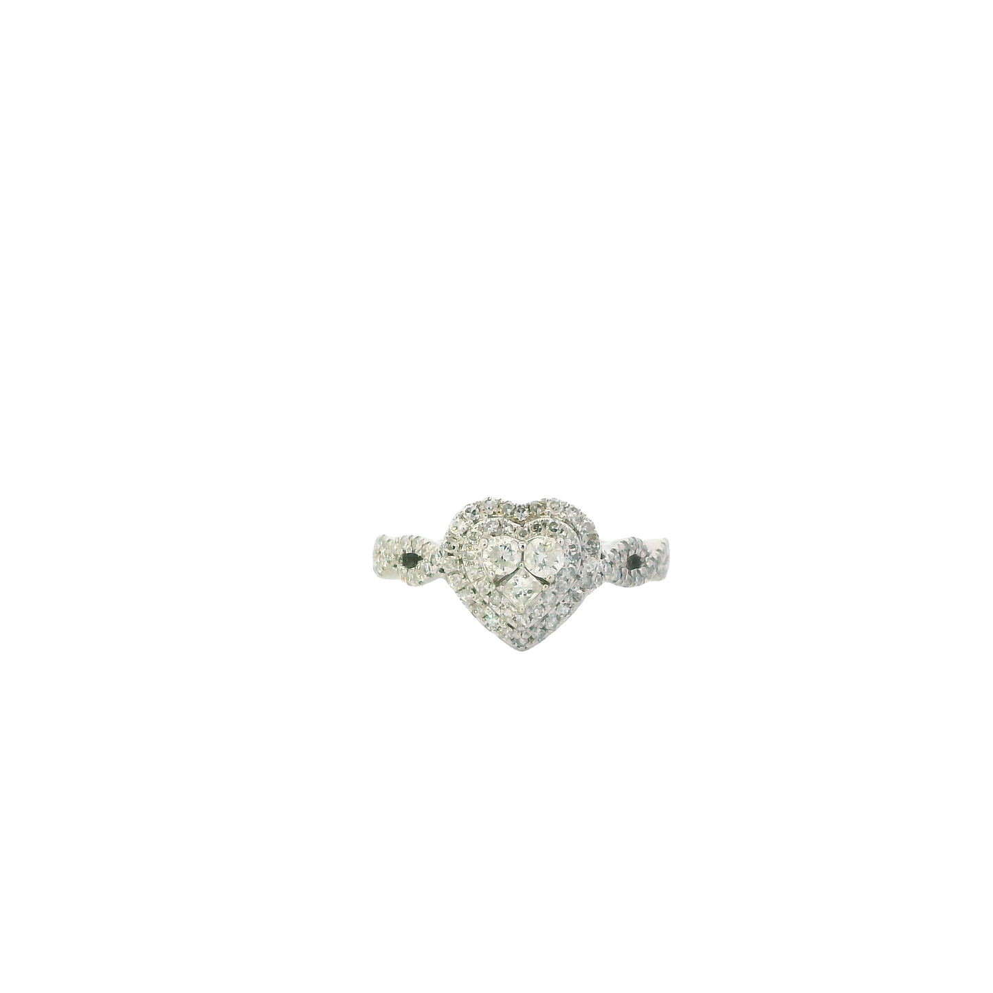 10K White Gold Diamond Women's Heart Ring - 0.18ct