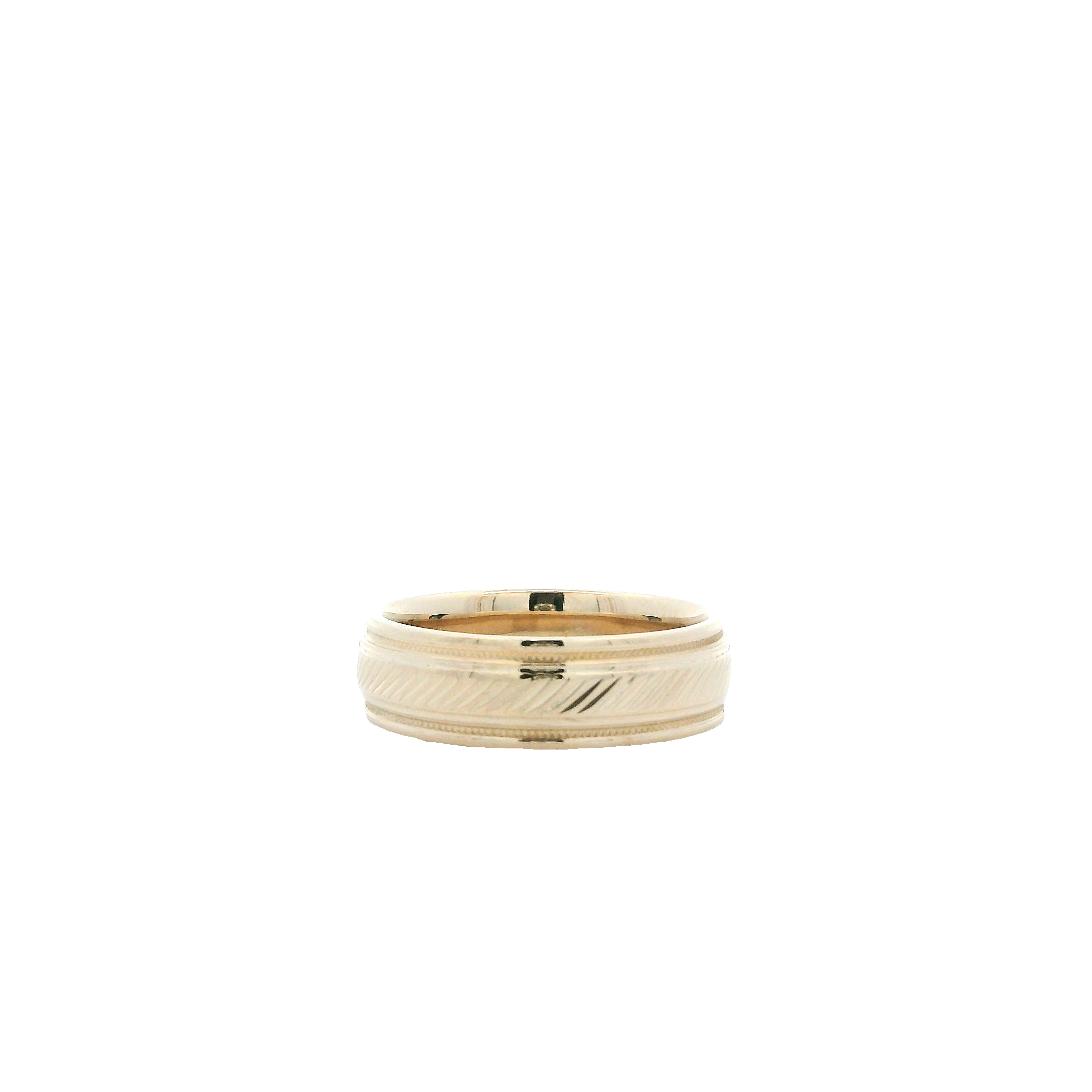 14K Yellow Gold Diamond Cut Center Band