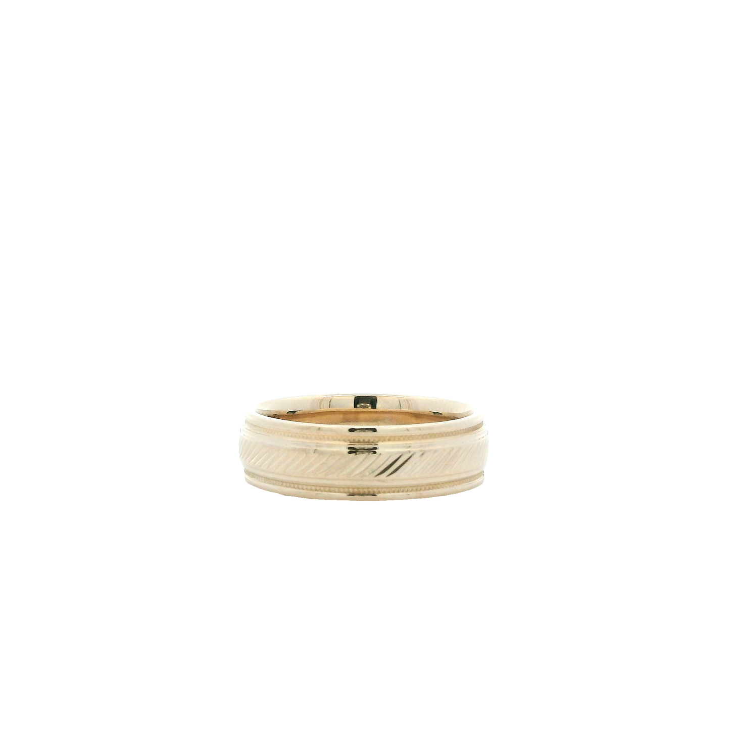 14K Yellow Gold Diamond Cut Center Band