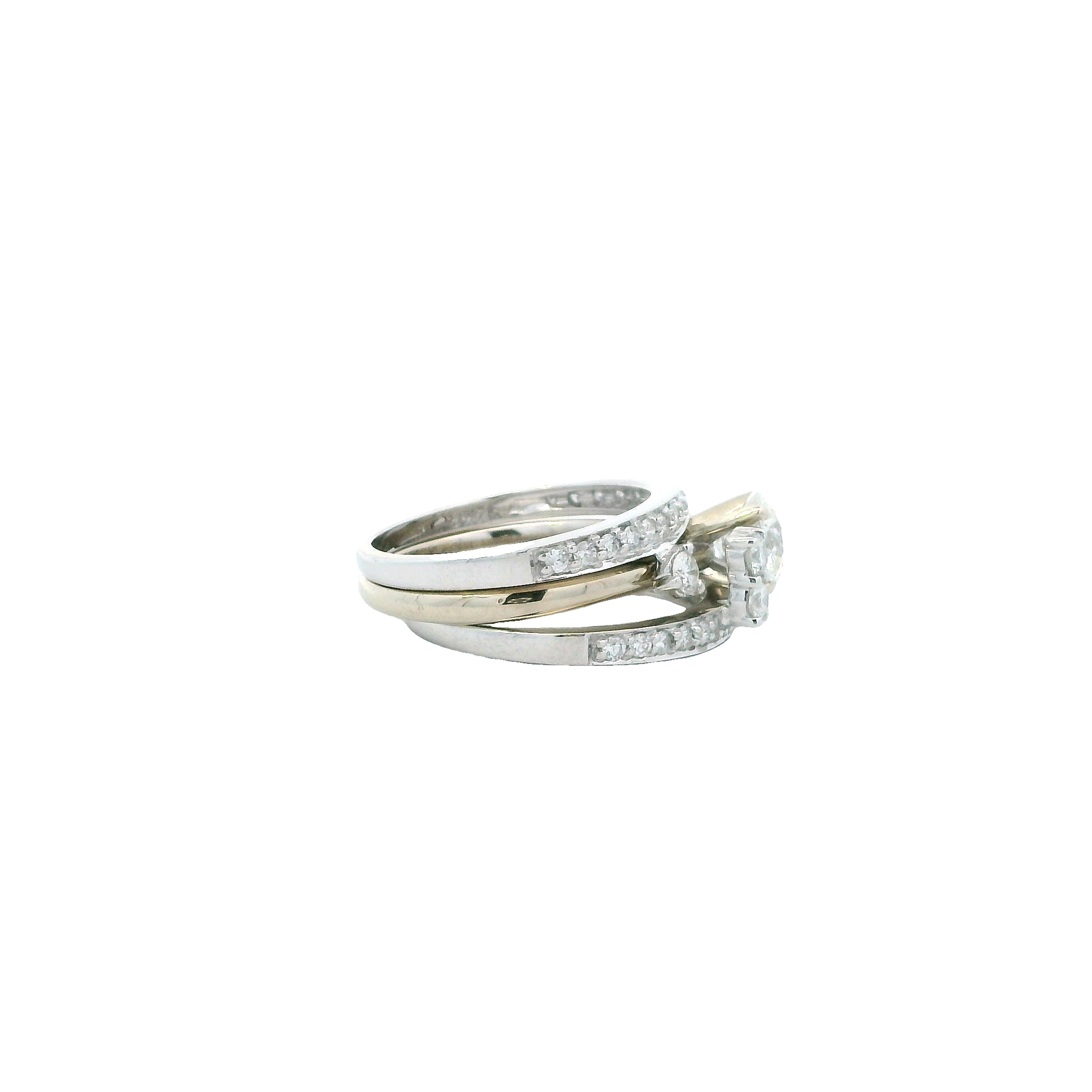 14K White Gold Diamond Engagement & Wedding Ring Set - 1.69ct