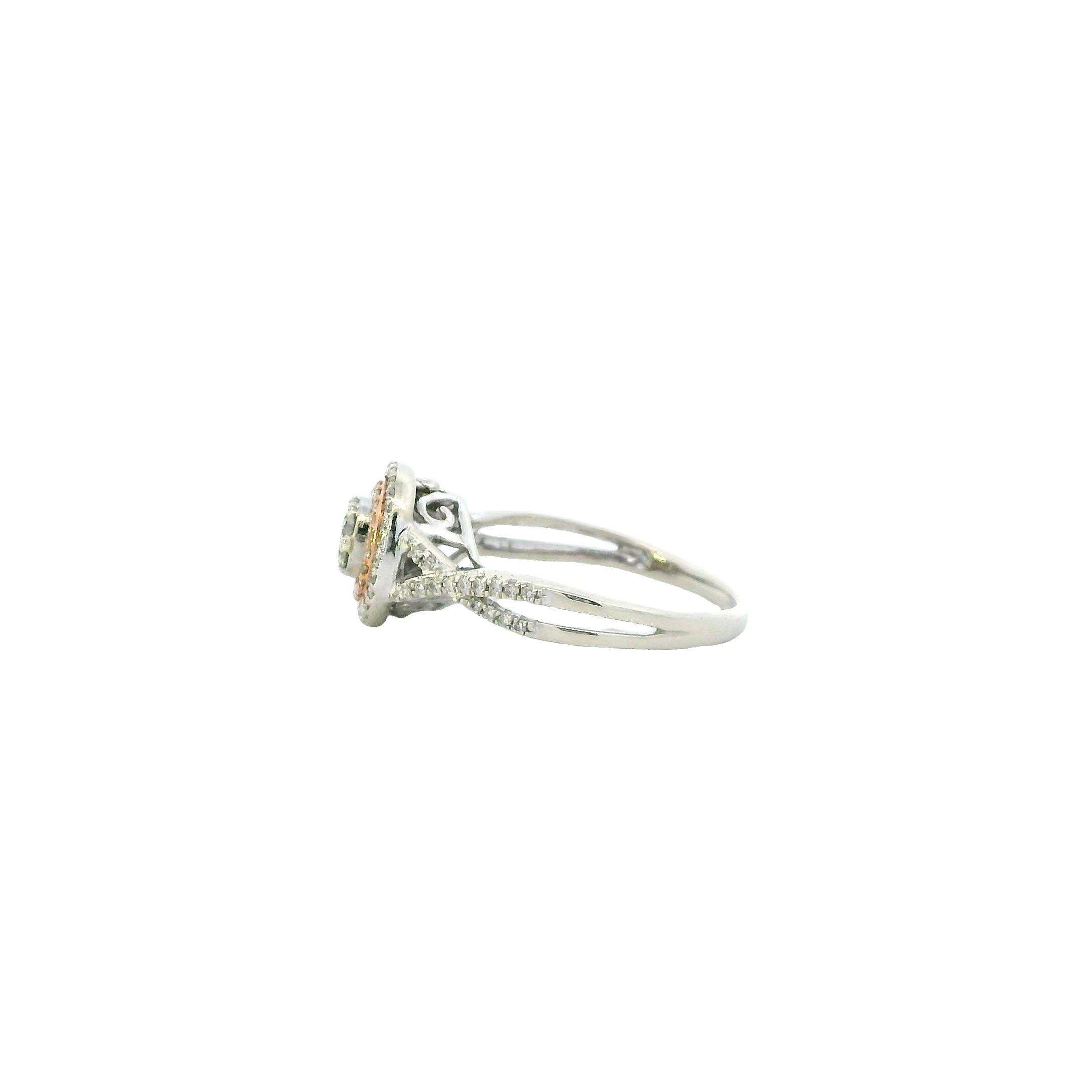 10K White & Rose Gold Women's Diamond Ring - 0.11ct