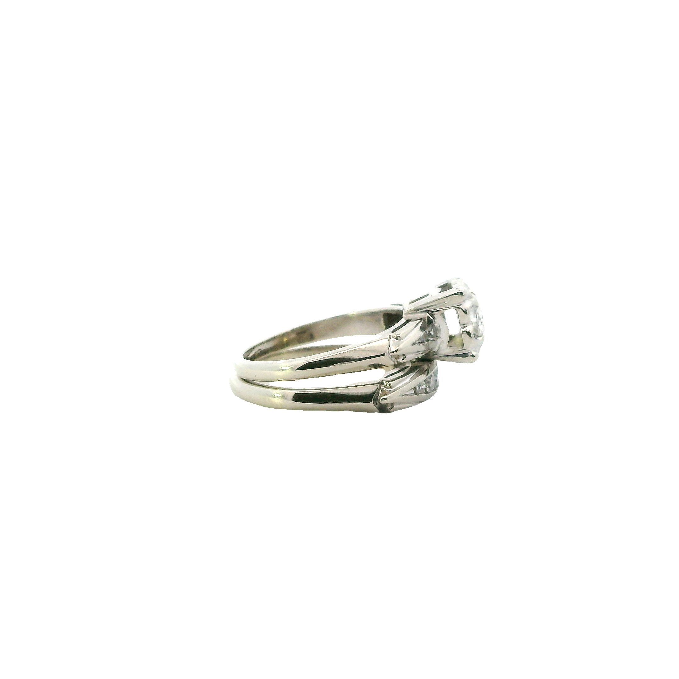 14K White Gold Diamond Engagement & Wedding Ring Set - 0.34ct