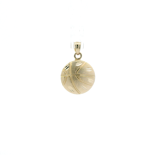 14K Yellow Gold Round Basketball Pendant