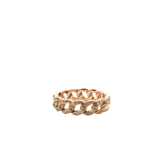 14K Rose Gold Diamond Mens Curb Ring - 0.46ct