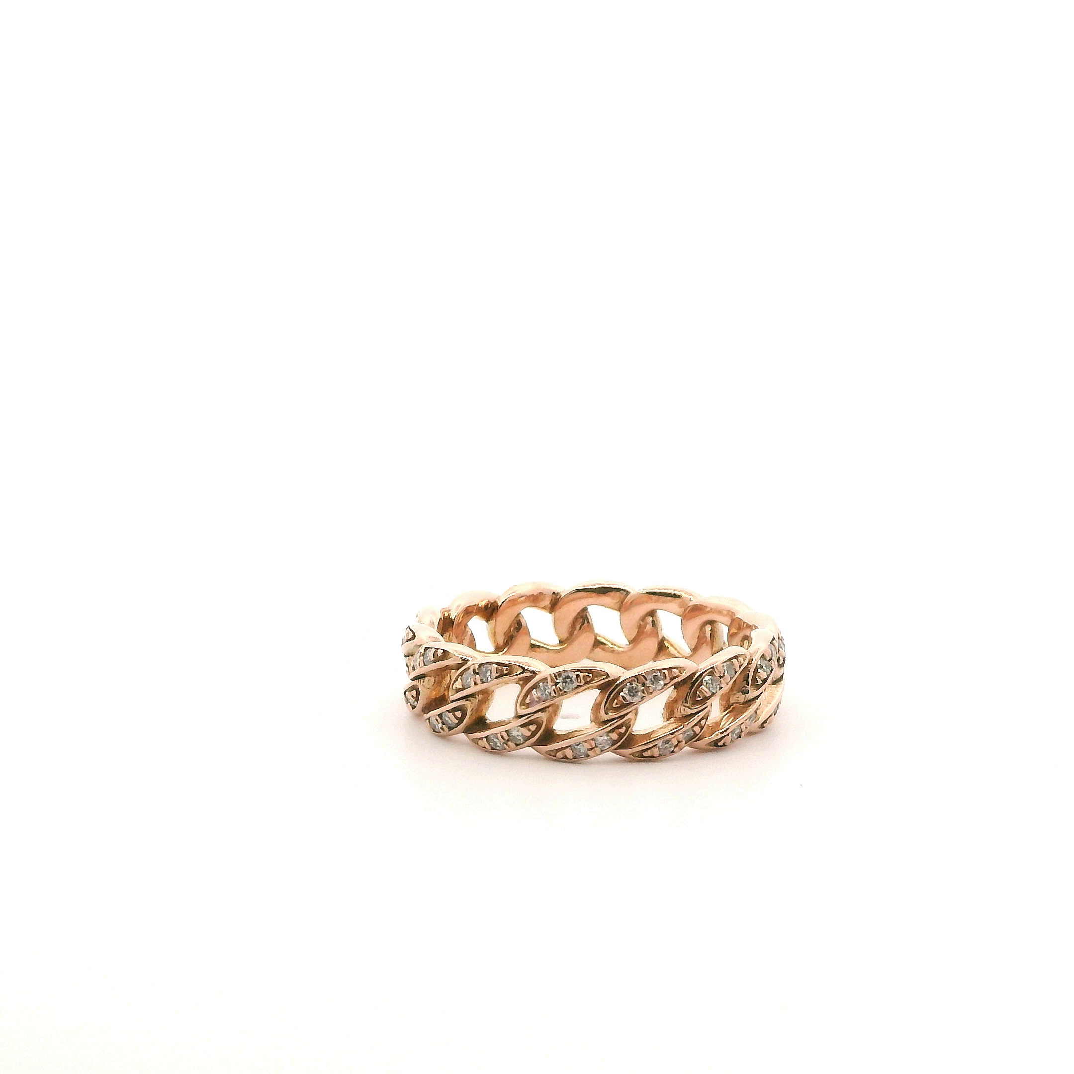 14K Rose Gold Diamond Mens Curb Ring - 0.46ct