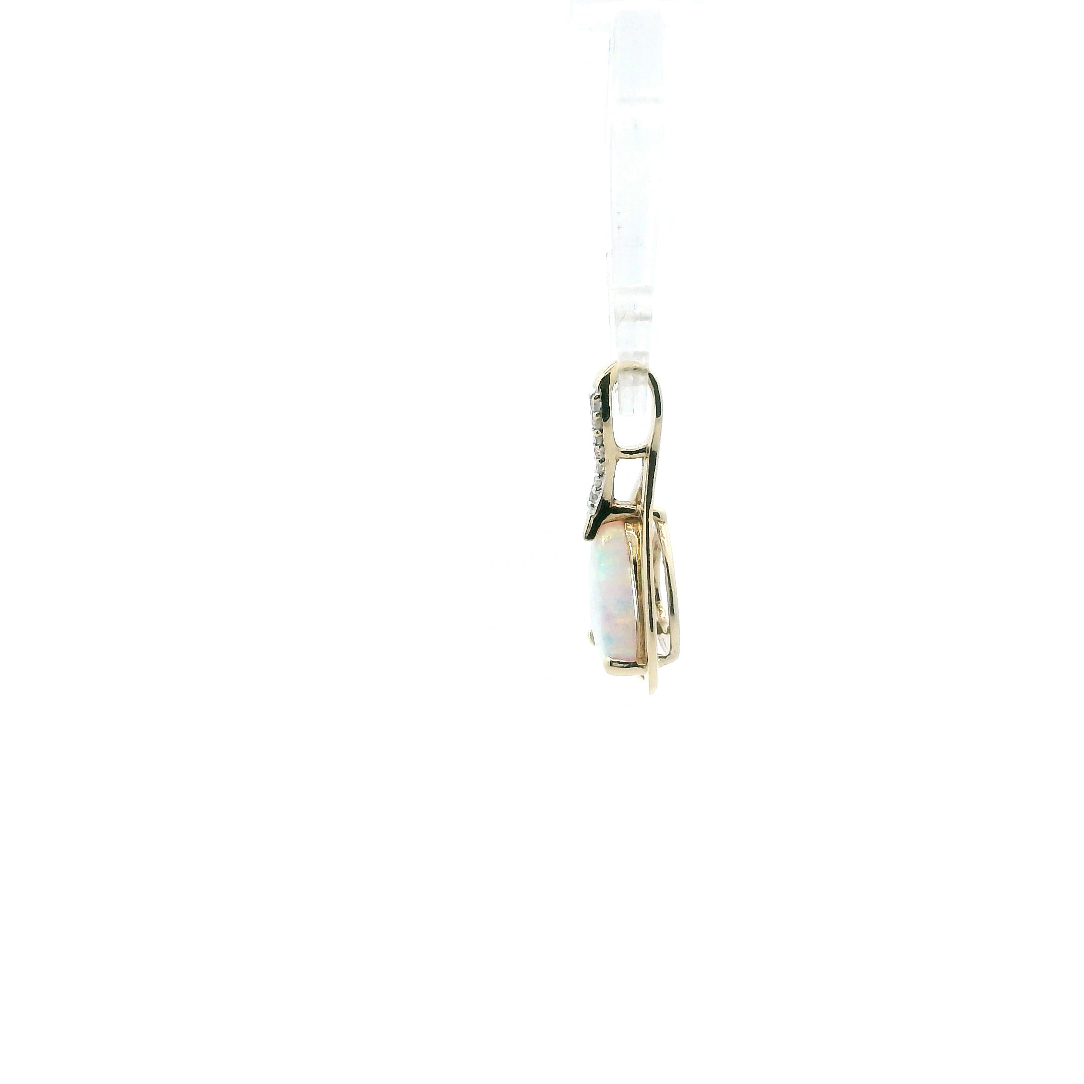 10K Yellow Gold Pear Opal Diamond Pendant