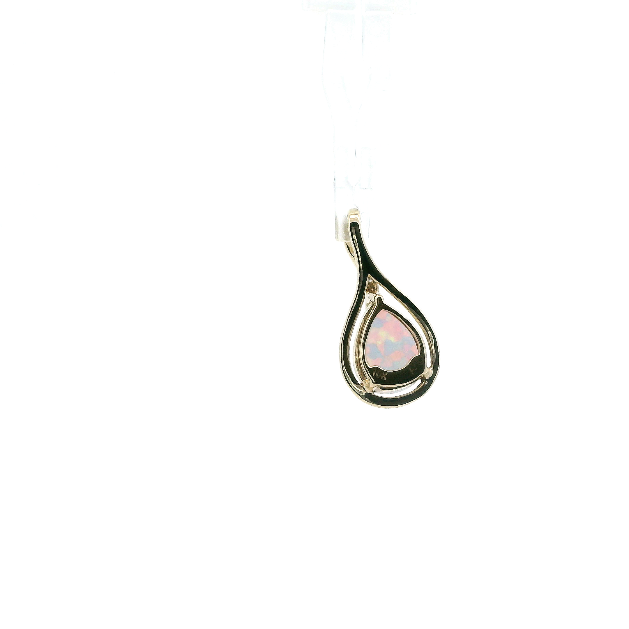 10K Yellow Gold Pear Opal Diamond Pendant