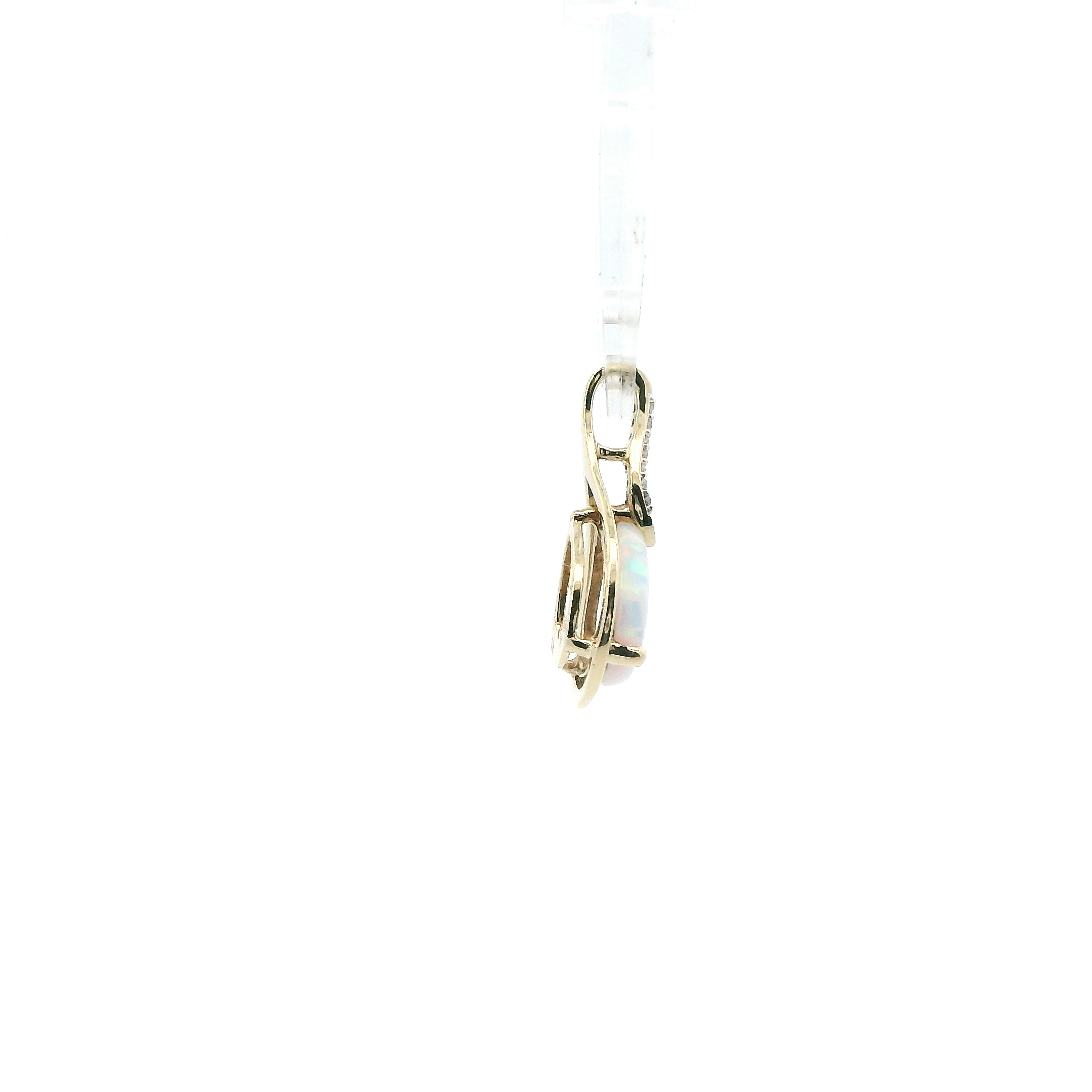 10K Yellow Gold Pear Opal Diamond Pendant