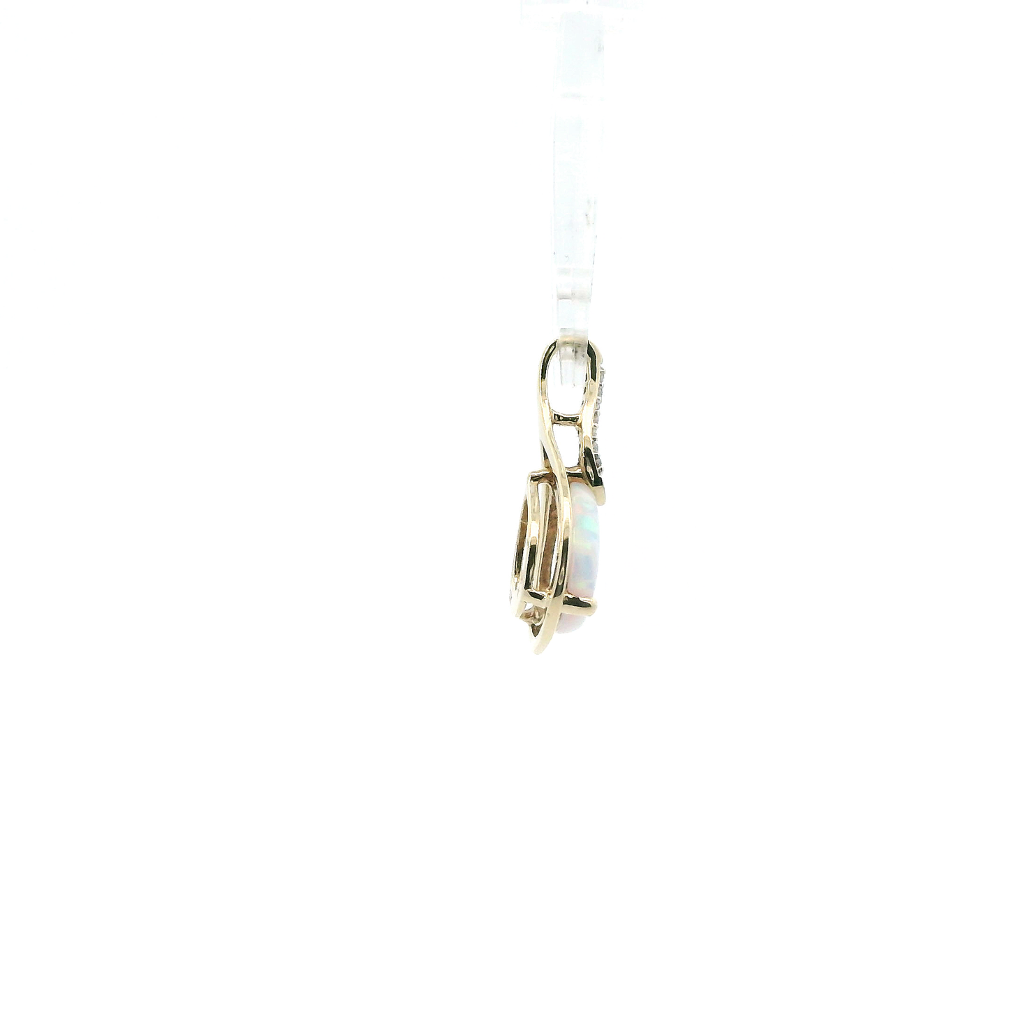 10K Yellow Gold Pear Opal Diamond Pendant